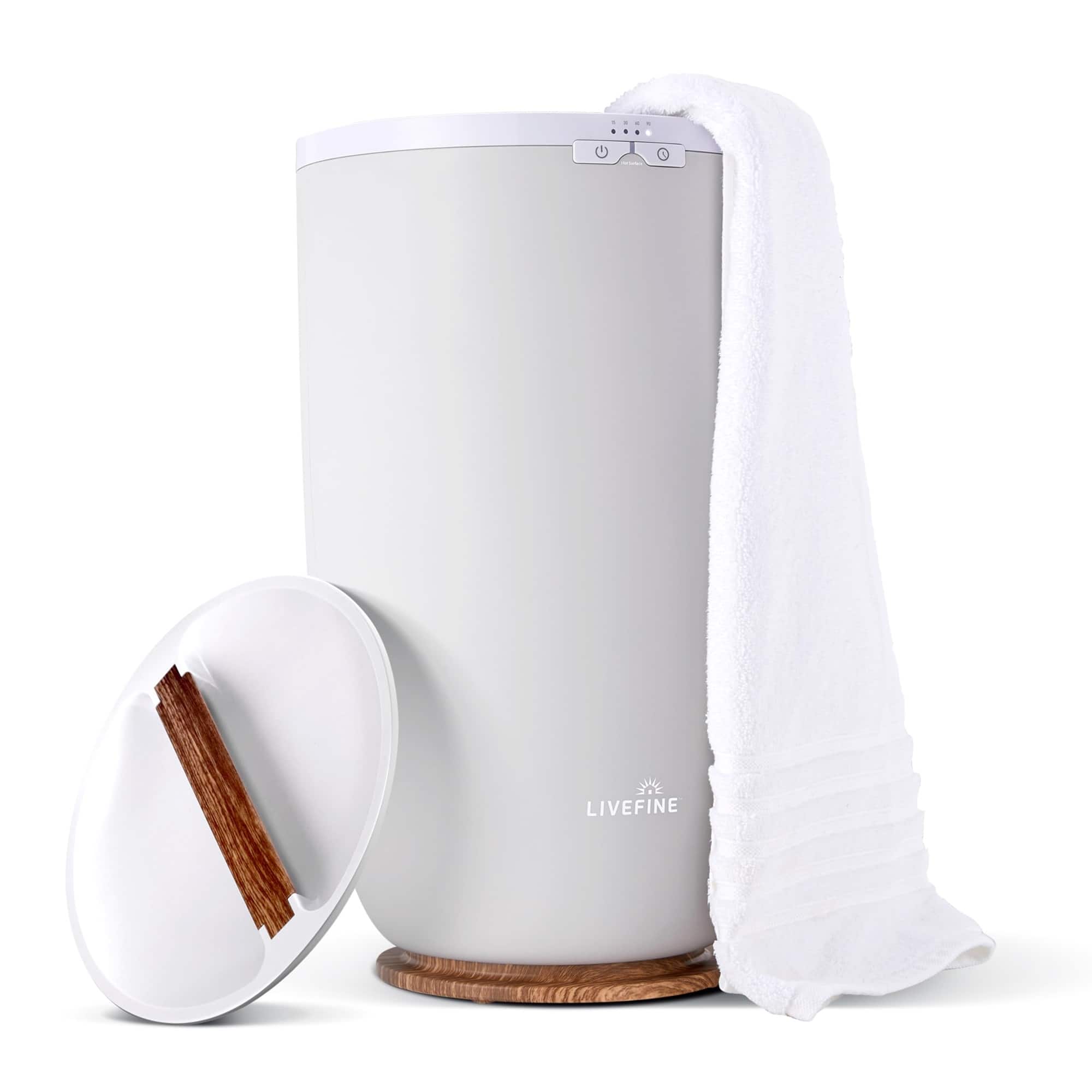 LiveFine - Large Towel Warmer, Bucket Style W/Timer & Auto Shut-Off, Fits Two 40”x70” Towels - Gray