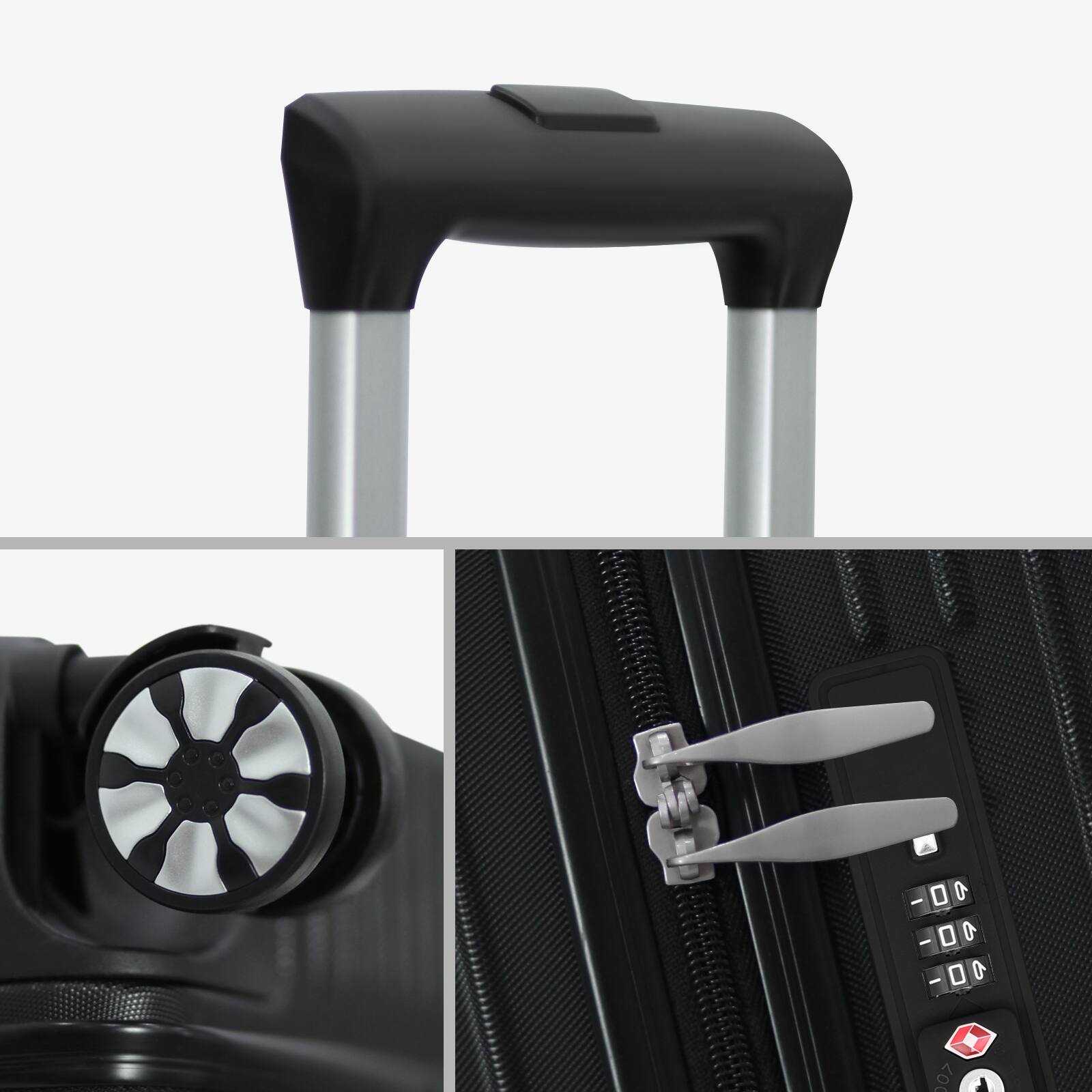 Back. Oumilen - ABS Travel Luggage Set: 20", 24", 28" TSA Lock Suitcases for Secure Journey - Black.