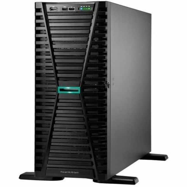 HP - HPE ProLiant ML110 G11 4.5U Tower Server - 1 x Intel Xeon Silver 4510 2.40 GHz - 32 GB RAM - 960 GB SSD - (2 x 480GB) - Black