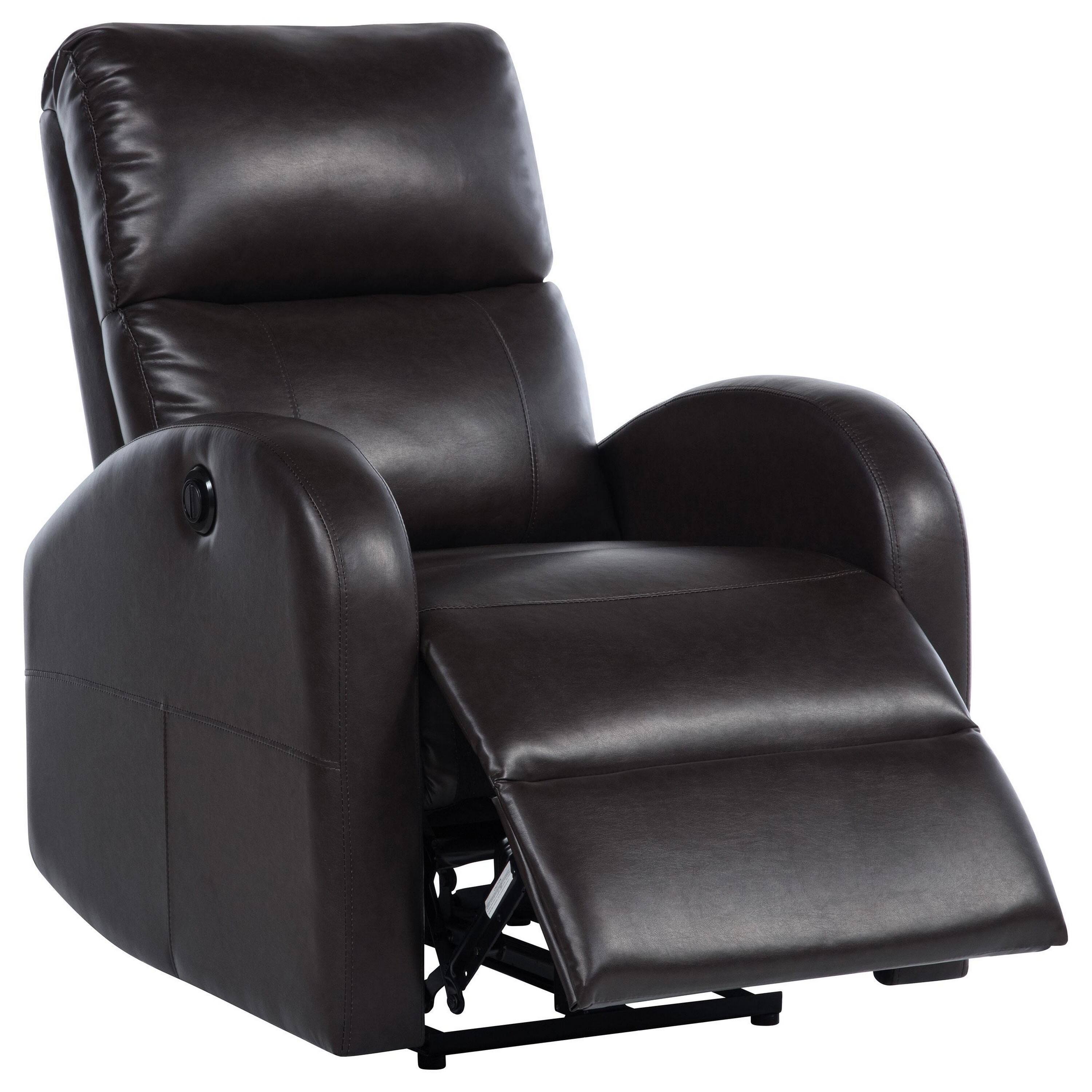 Left. Manhattan Lane - Nami Power Recliner Chair, Plush Cushioned Espresso  Faux Leather - Brown.