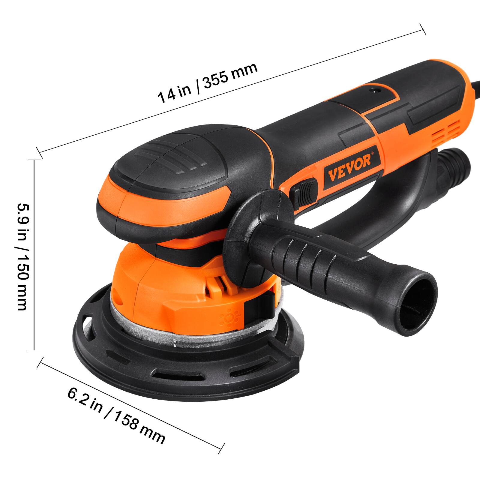 355 mm 14in  
5.9 in / 150 mm  
VEVOR  
6.2 in / 158 mm