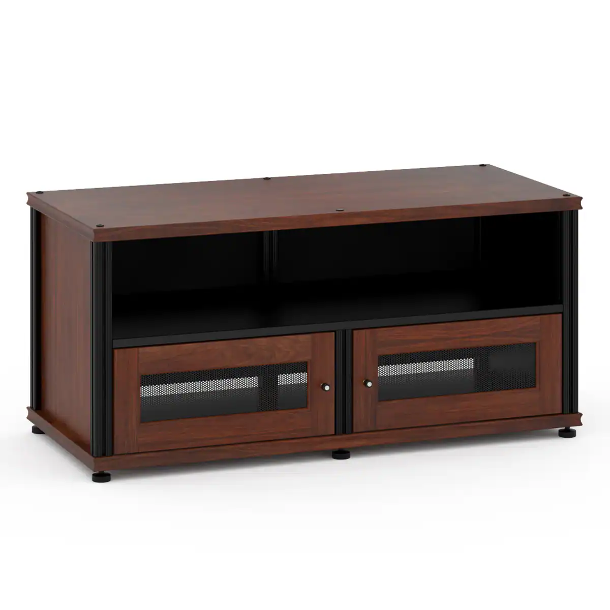 Front. Salamander Designs - Salamander Designs Synergy 229 Twin AV Cabinet (Dark Walnut with Black Posts) - Walnut/Black.