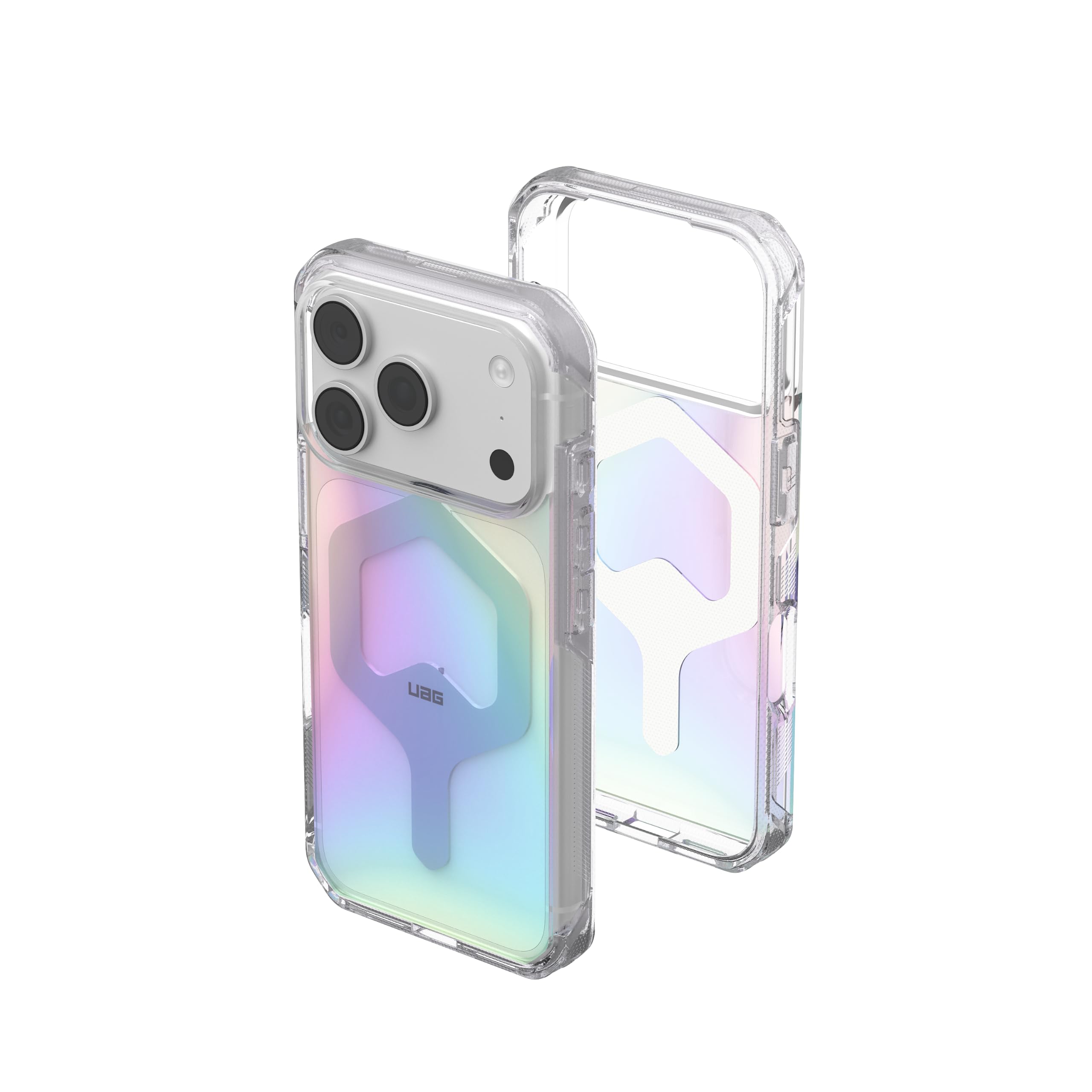 Front. UAG - iPhone 18 Pro Case/iPhone 17 Pro Case with MagSafe, Translucent Rainbow Gradient, Anti-Yellowing, Plyo - Iridiscent.