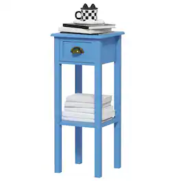 Homcom - Side Table with Drawer and Shelf, End Table for Living Room and Hallway - Light Blue