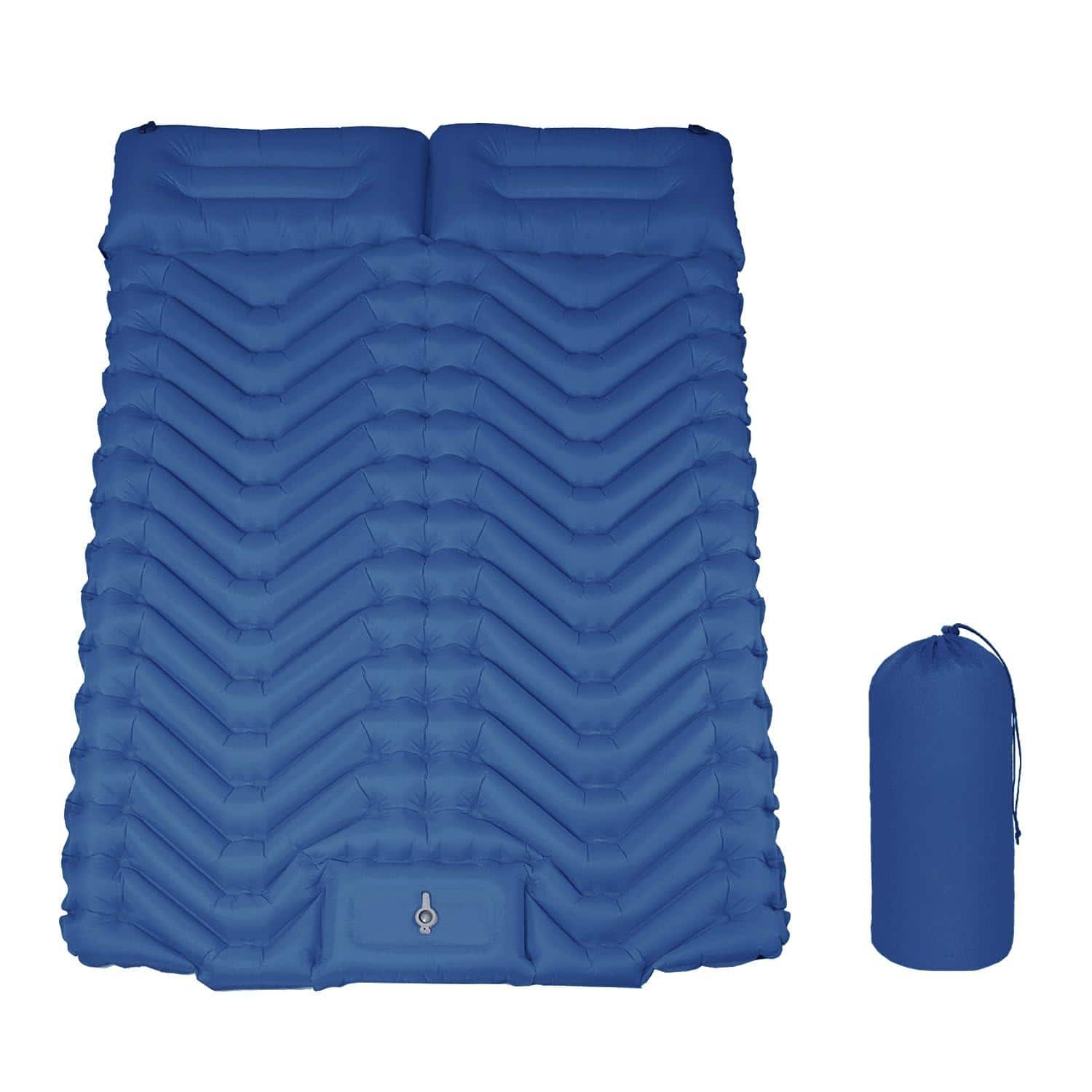 Fabibe - Sleeping Pad For Camping - Ultralight Mattress With Pillow Built-in Foot Pump Compact Inflatable Portable Mat Backpacki - Navy Blue