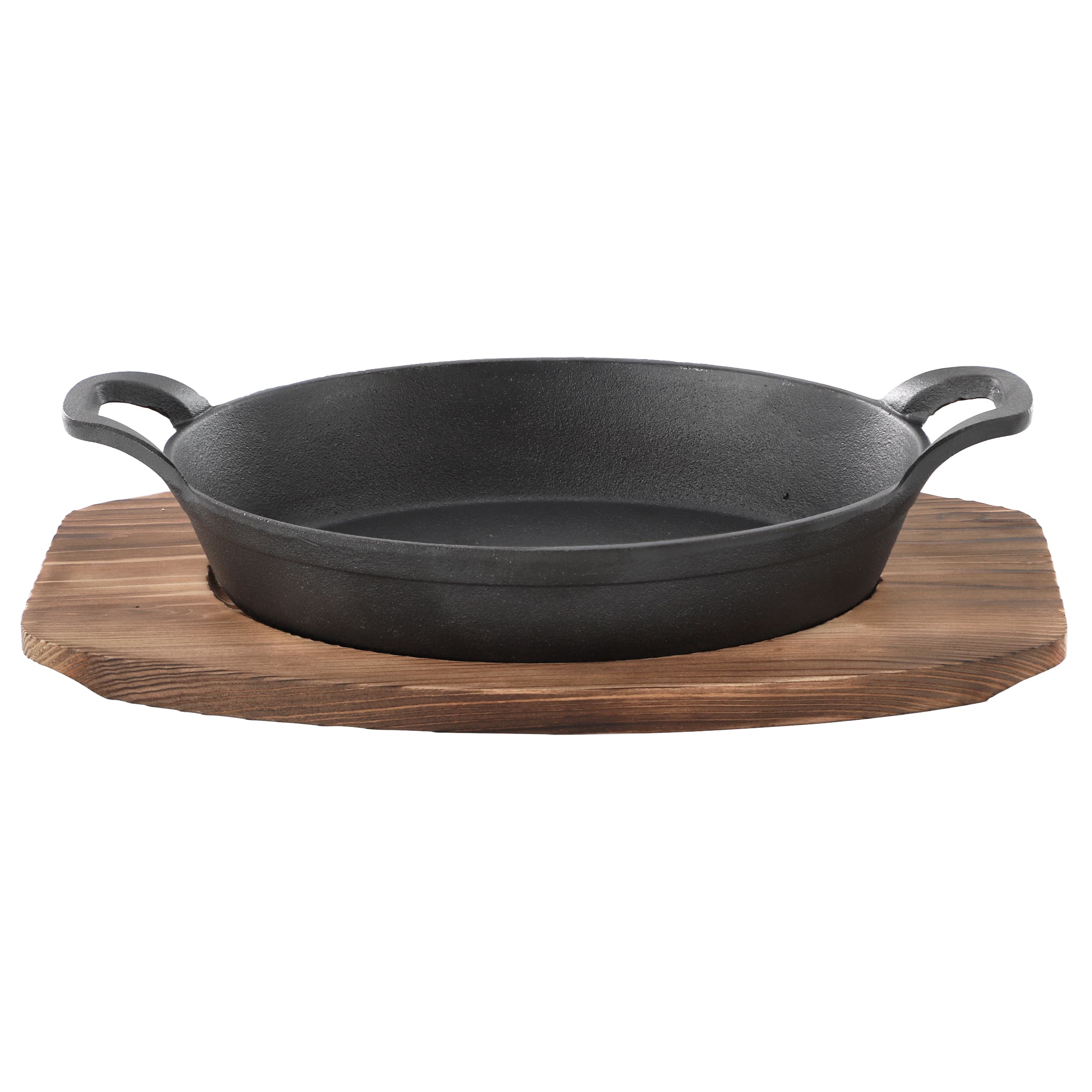 MegaChef - Mini Cast Iron Oval Pan with Wood Tray