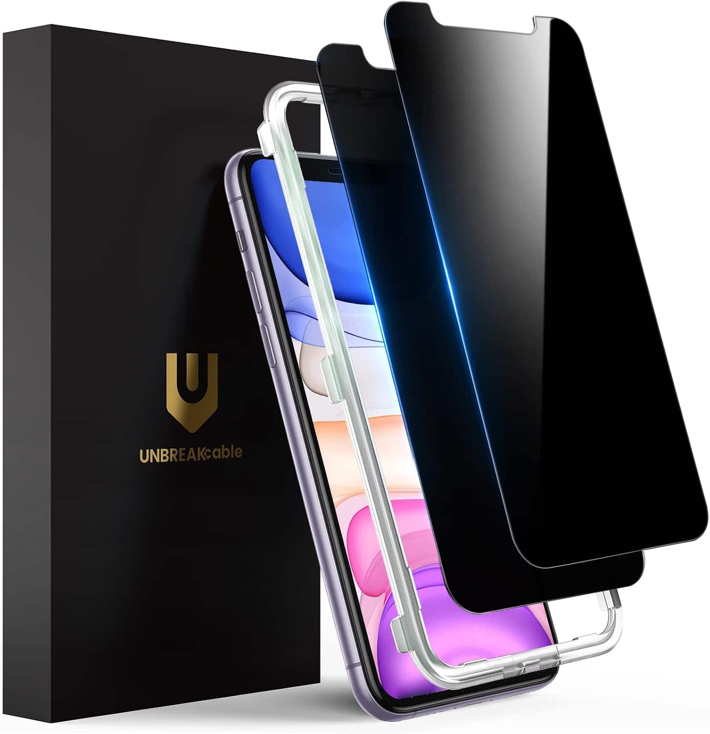 Front. UNBREAKcable - 2-Pack Privacy Screen Protector Tempered Glass for iPhone 11/XR - Privacy.