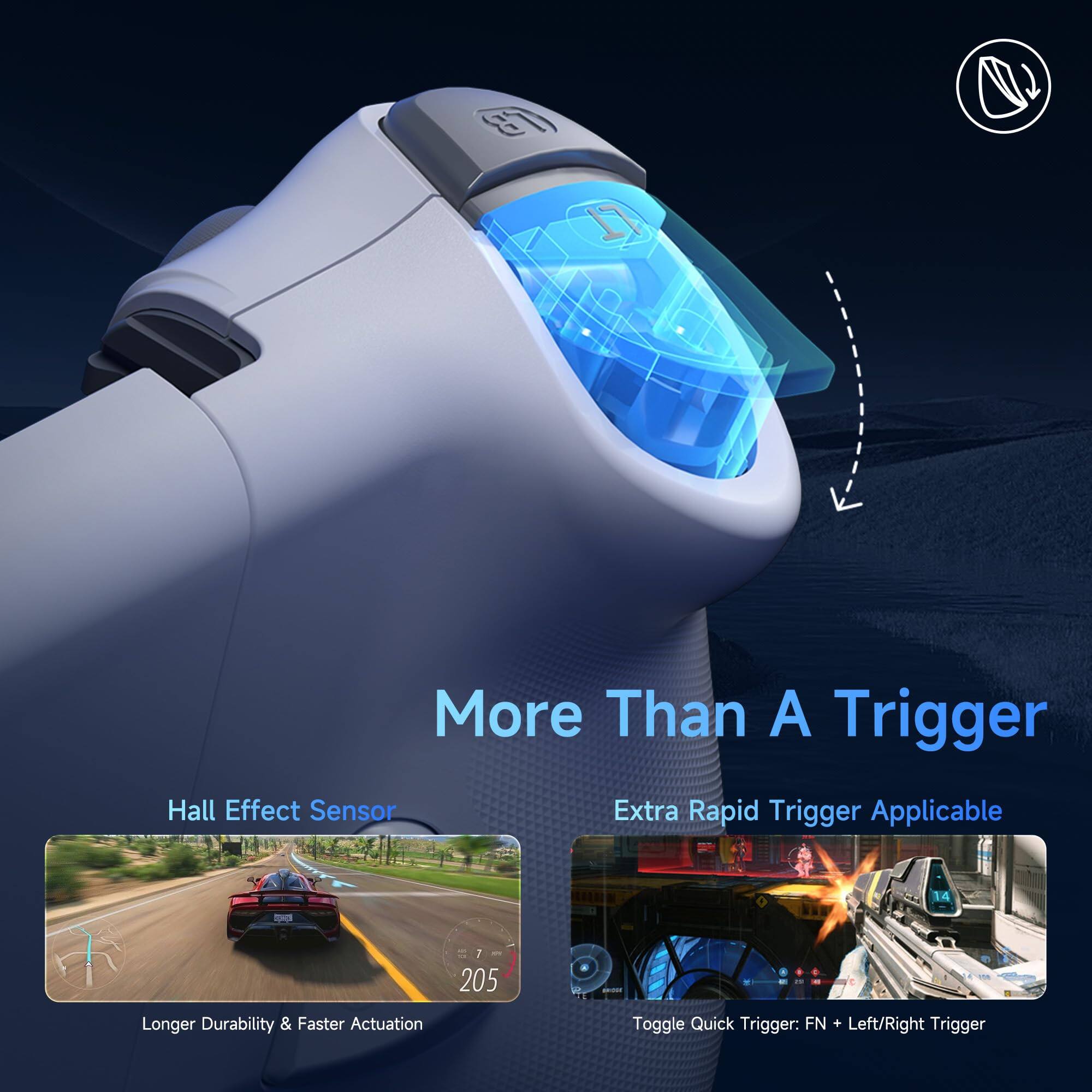 GT 17 U More Than A Trigger  
Hall Effect Sensor  
Extra Rapid Trigger Applicable  
Longer Durability & Faster Actuation  
Toggle Quick Trigger: FN + Left/Right Trigger