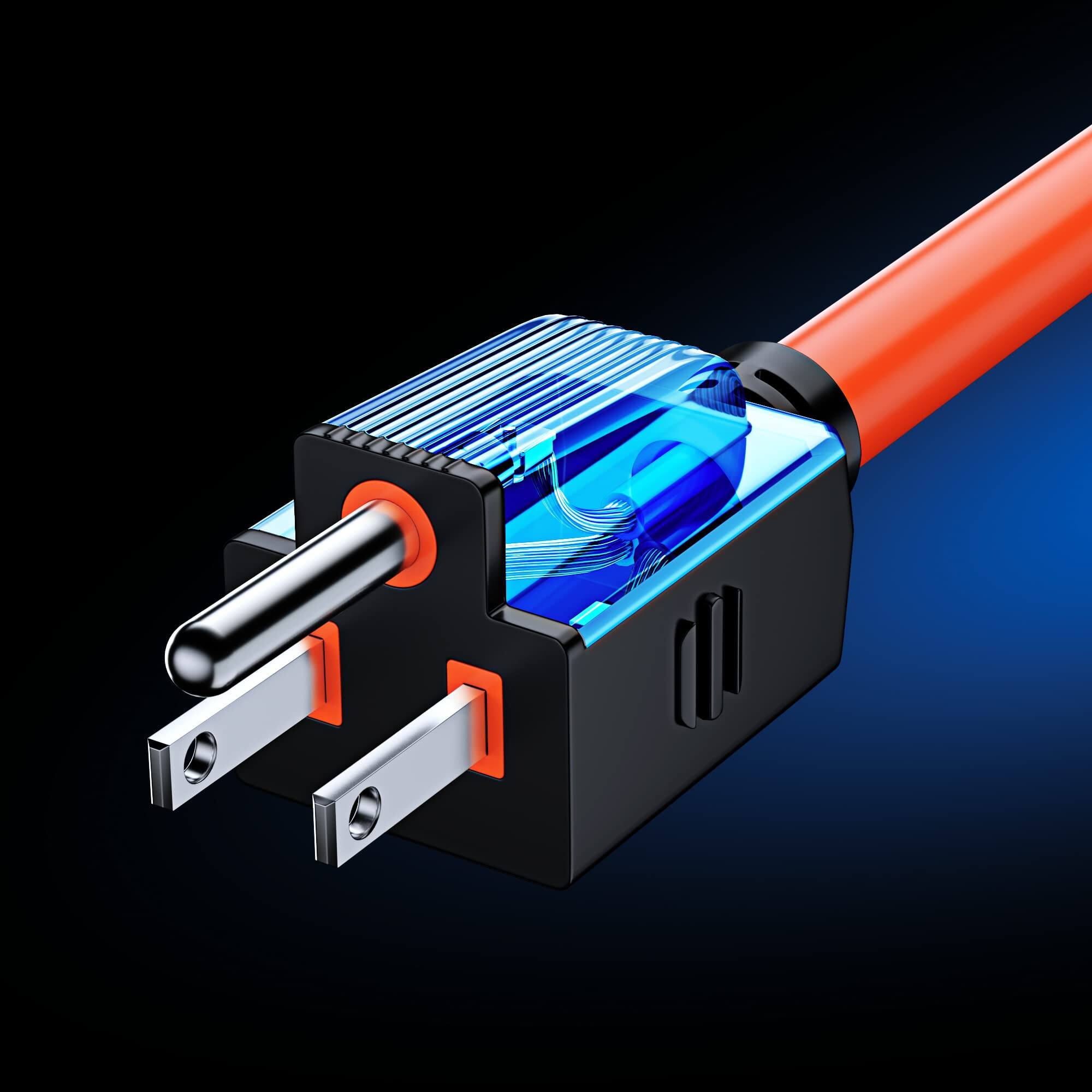 Alt View 2. Maximm - Extension Cord 10 Feet, SJTW Extension Cord with Multiple Outlets, 14 Gauge ETL Listed - Orange.