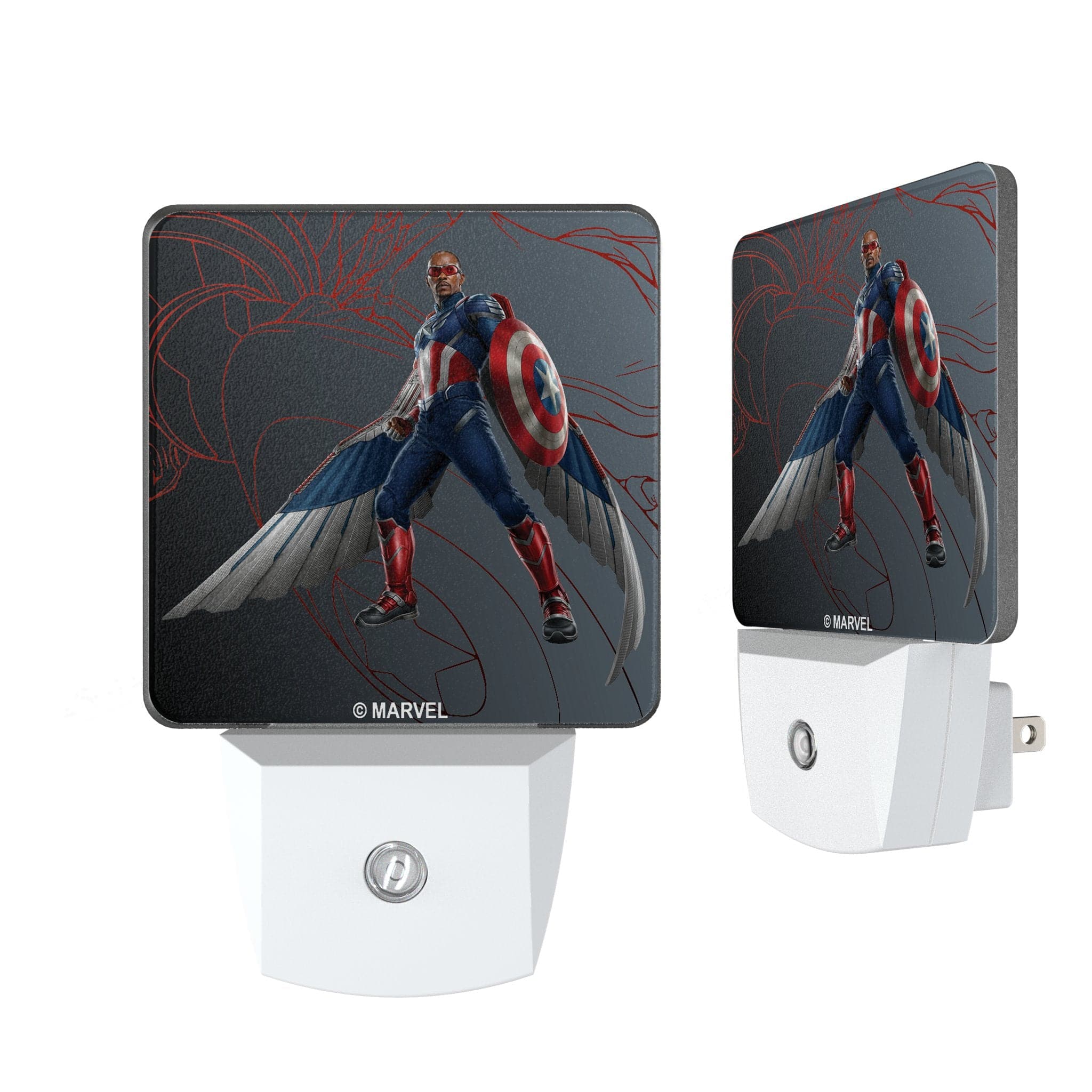 Keyscaper - Marvel Avengers Sam Wilson Captain America MechLine Night Light 2-Pack - multicolor