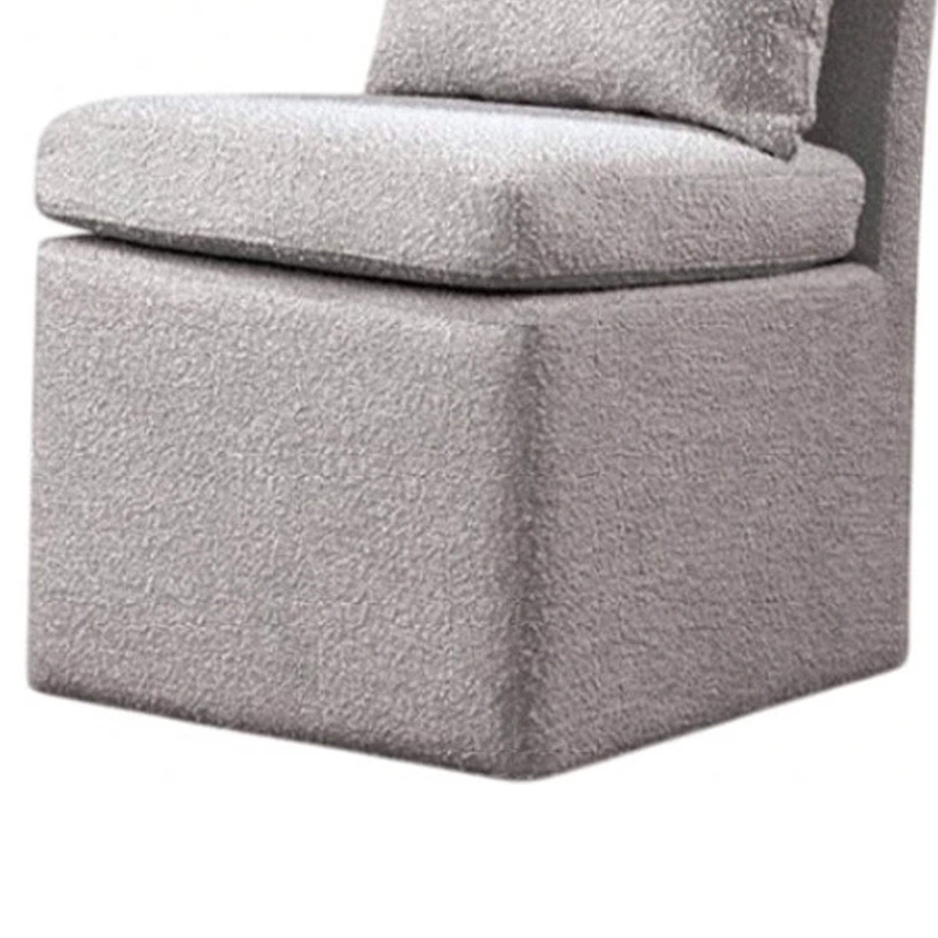 Alt View 3. Manhattan Lane - Ager Side Dining Chair with Caster Wheels, Light Gray Boucle Chenille - Light Gray.