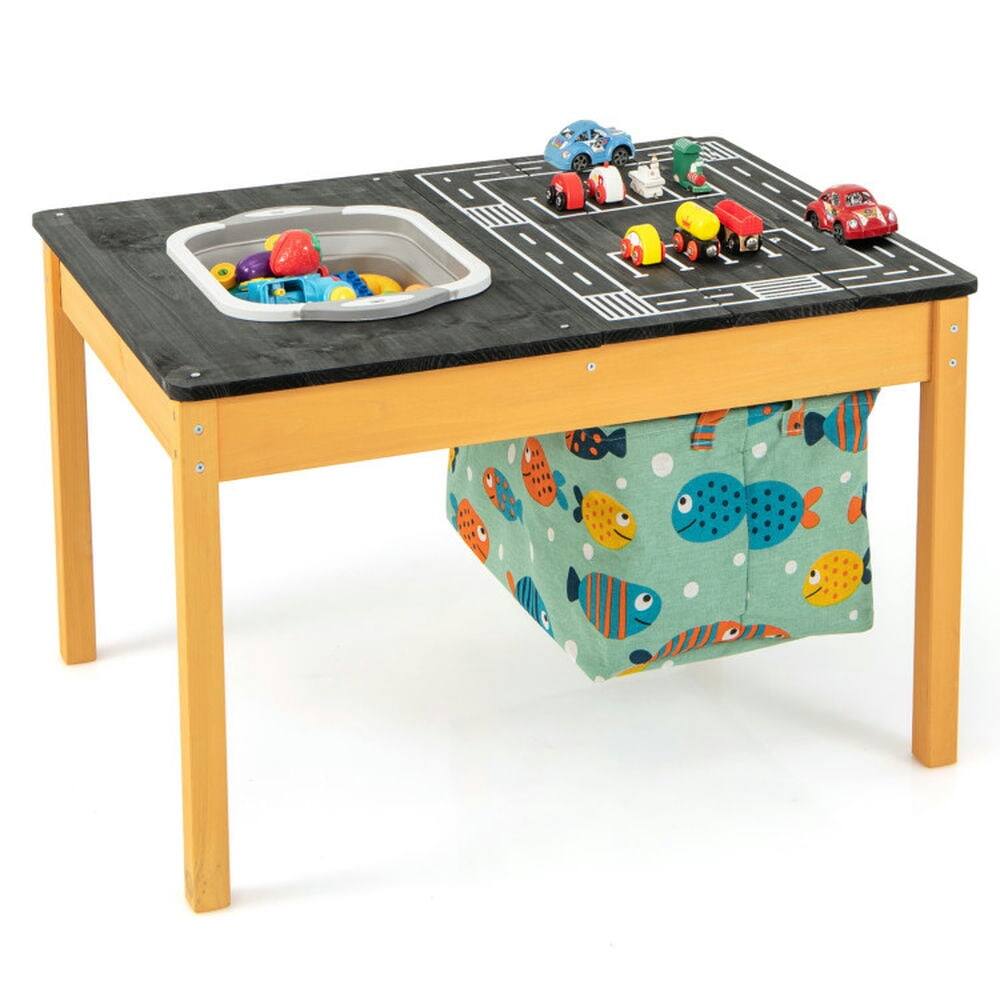 Alt View 3. Kadyn - 3-in-1 Kids Sand Water Activity Table with Foldable Storage Bin, Small Folding Table for Arts & Crafts, Snack Time - Natural.