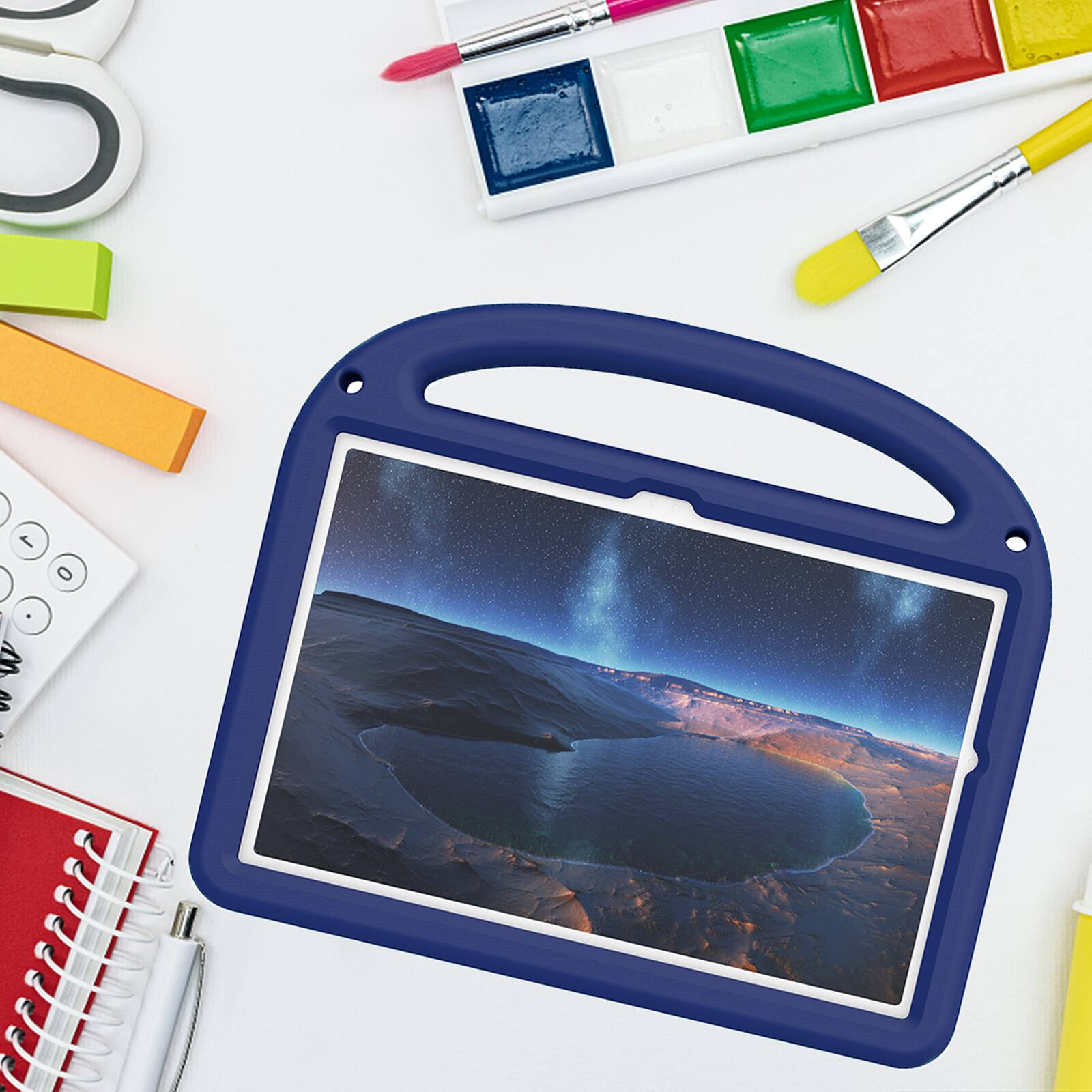 Alt View 4. Dteck - Kids Shock-absorbent TPU Tablet Case for Samsung Galaxy Tab A11+ (2025) X230 / A9+ (2023) X210 11" with Shoulder Strap - Navyblue.
