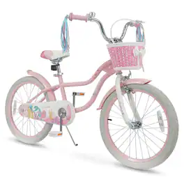 Costway - 20" Girls Bike with Removable Basket, Streamers, Hand Brake & Coaster Brake, Saddle - Pink