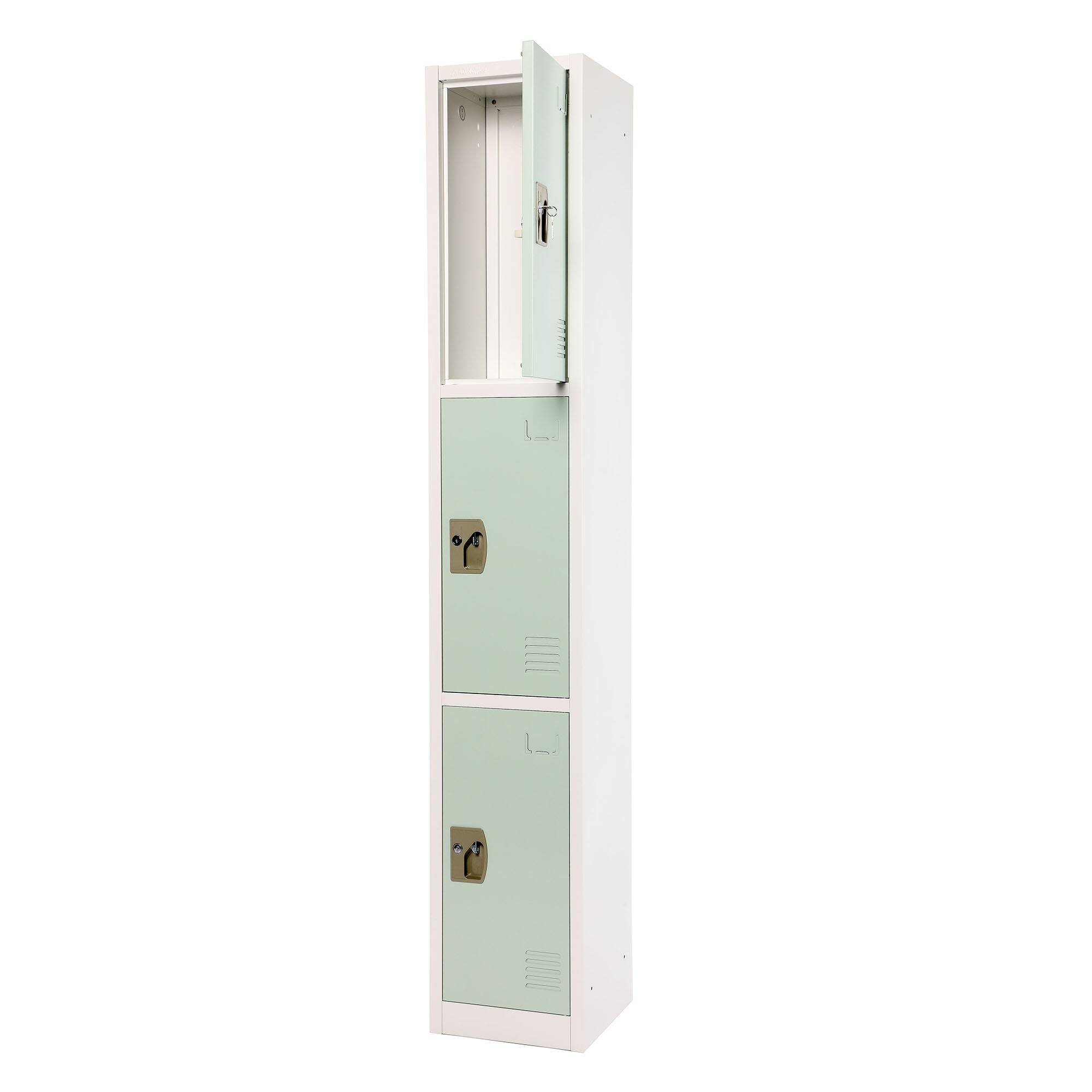 Alt View 1. AdirOffice - Storage Locker 629-Series 72" H 3-Tier Steel Compartment Key Lock Locker with Key Lock - Misty Green.