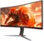 Left. AOC - CU34G2XP 34" VA Curved Gaming Monitor, WQHD (3440x1440), 180Hz, 1ms, Freesync, HDR 400 - Black/Silver/Red.