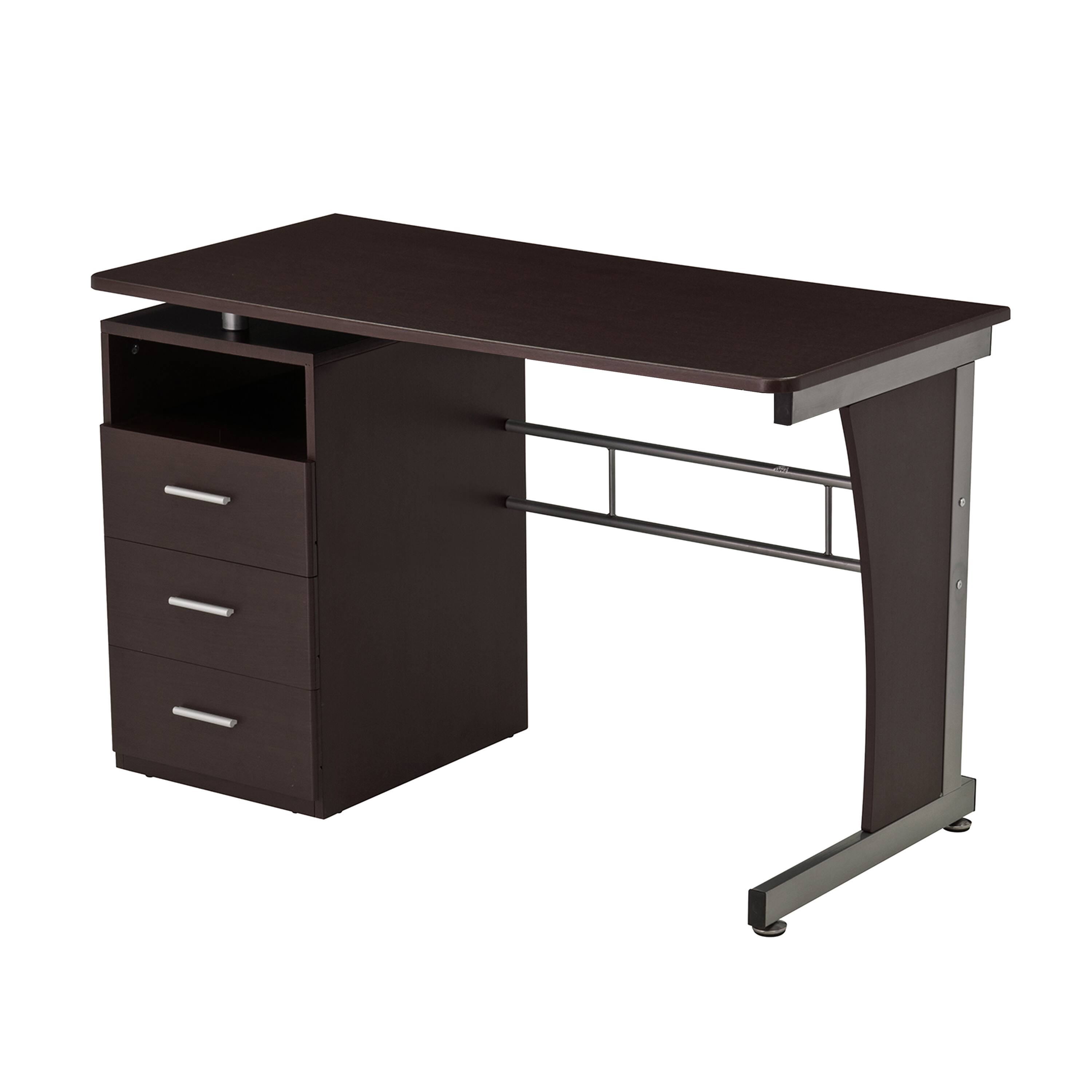 Alt View 1. Spaco - Spaco Modern Computer Desk with Storage Drawers, Heavy Duty 80lbs Load, Moisture Scratch Resistant, Small Space Design - Brown.