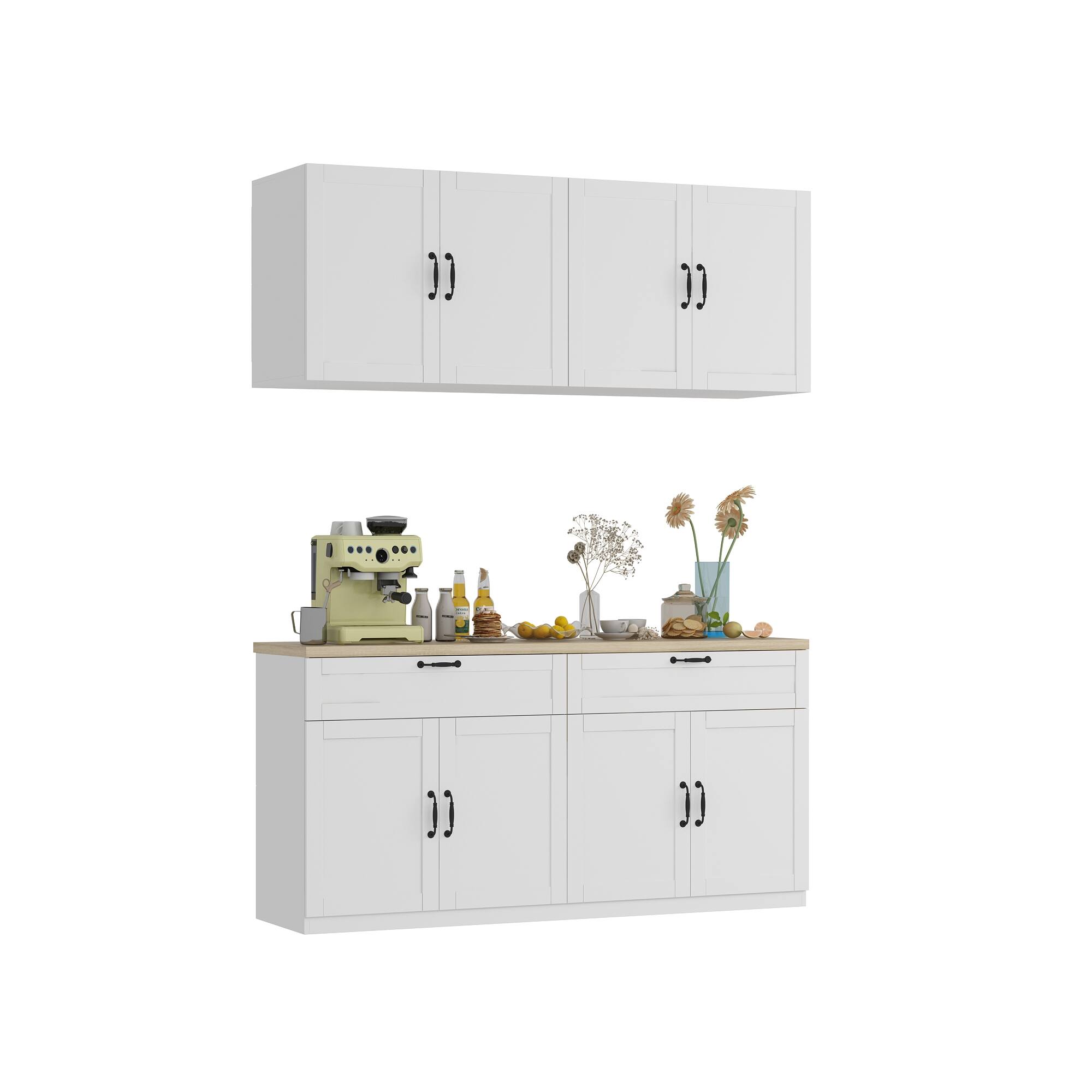 Angle. FUFU&GAGA - FUFU&GAGA Modular Kitchen Bar Cabinet Set Versatile Storage for Every Space - White.