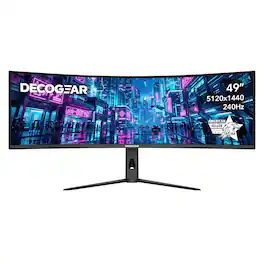 Deco Gear - 49" Curved Dual QHD 240Hz 5120x1440 DQHD 32:9 HDR R1000 Gaming Monitor