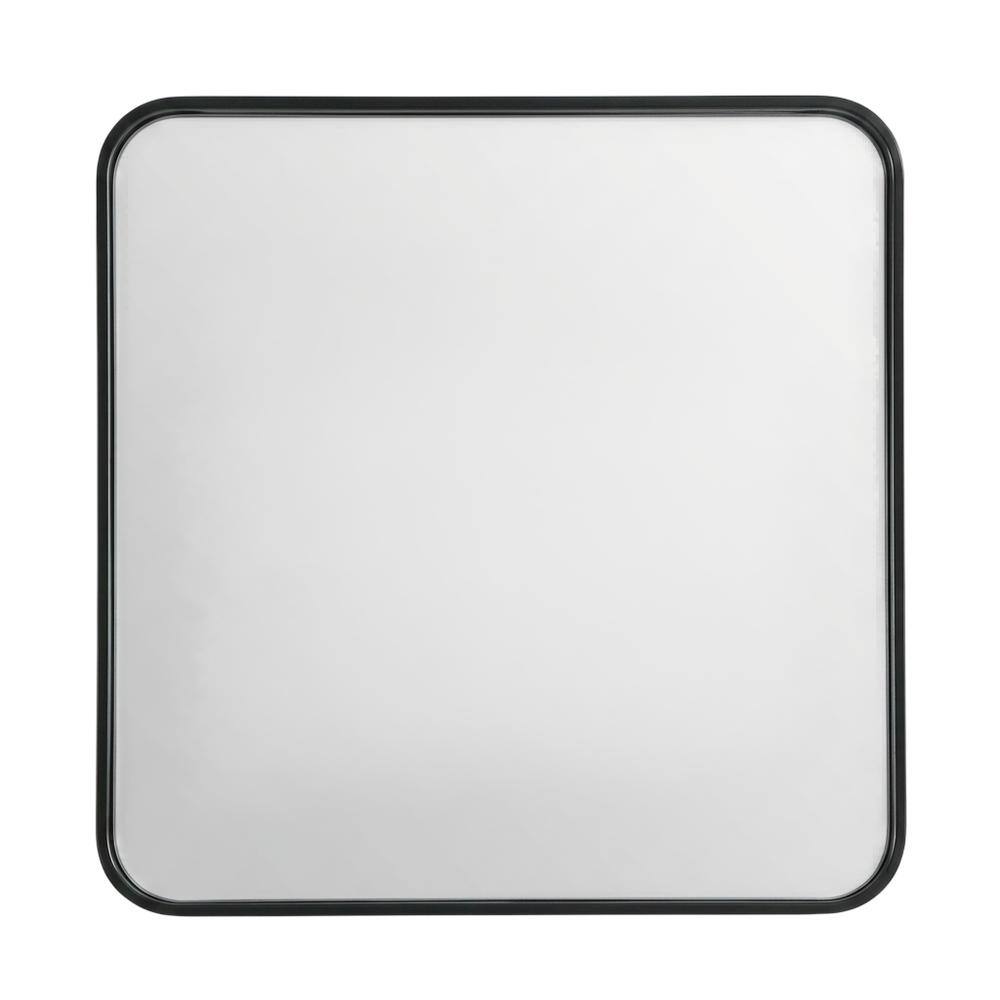 Front. Elegant Decor - Contour Metal Square Mirror 24x24 in Black - Black.