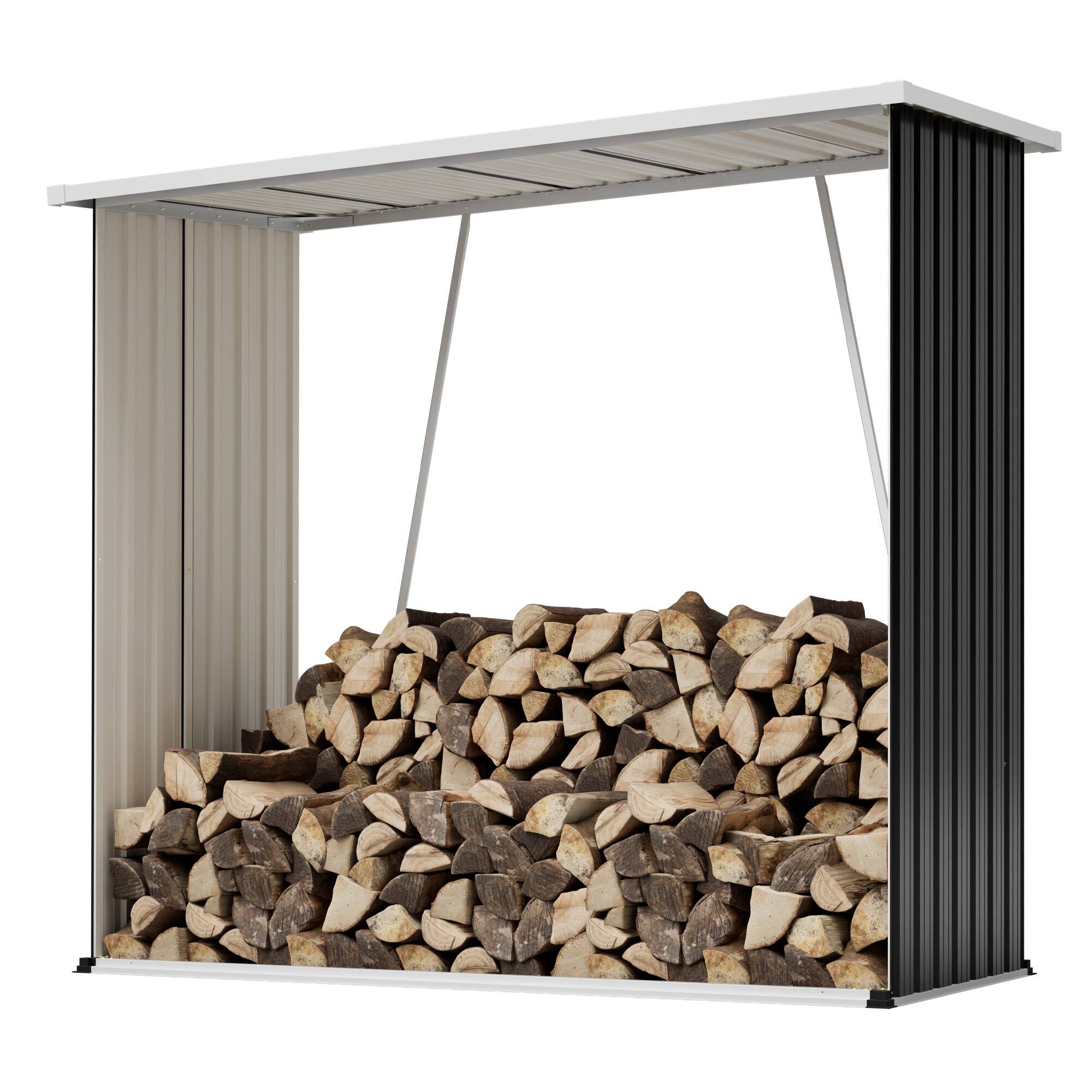 Alt View 8. Loheer - Loheer 62 Cu Ft Metal Storage Shed Weatherproof Outdoor Firewood Rack Patio Organizer for Lawn Mower Yard Tool.