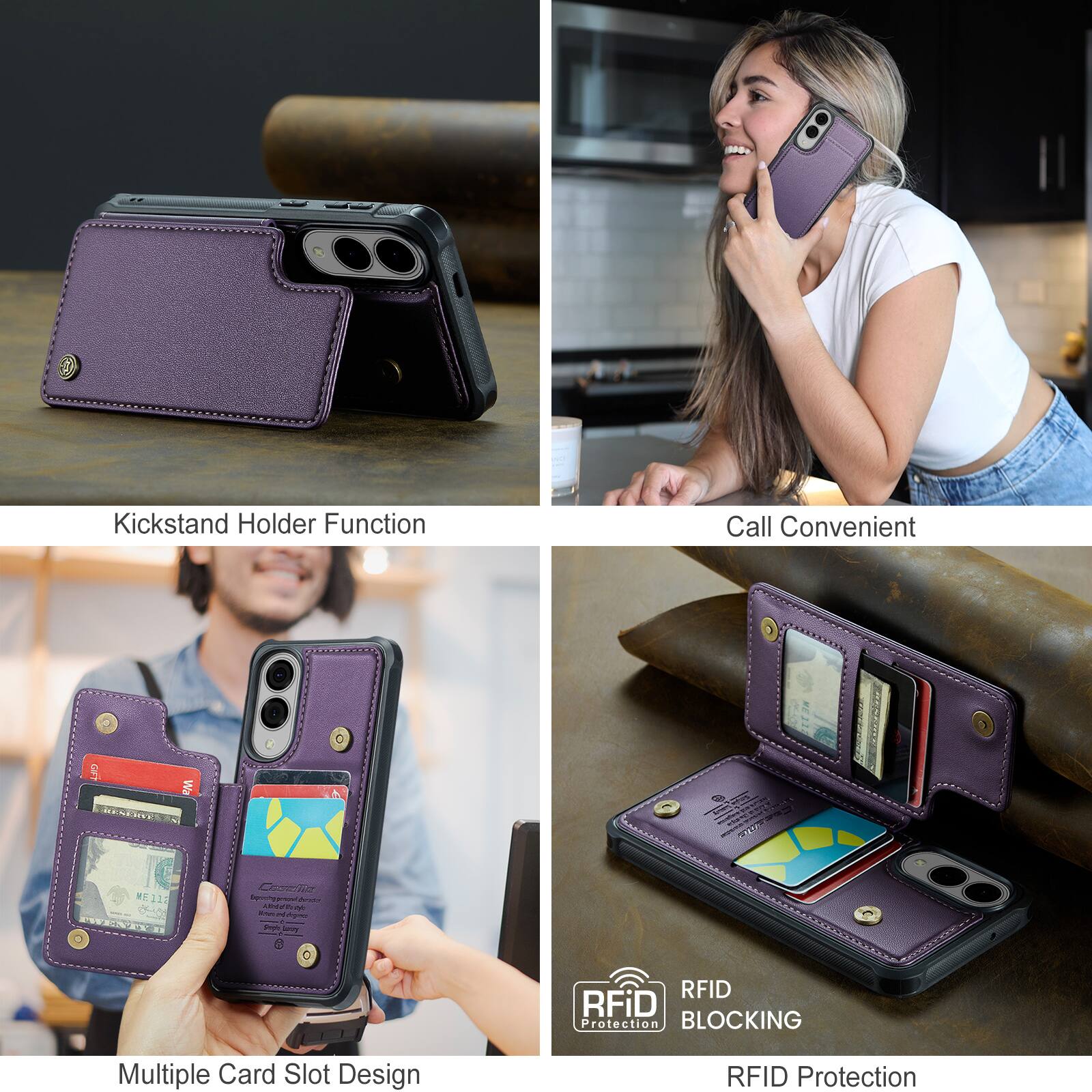 Kickstand Holder Function  
Call Convenient  
Multiple Card Slot Design  
RFID Protection