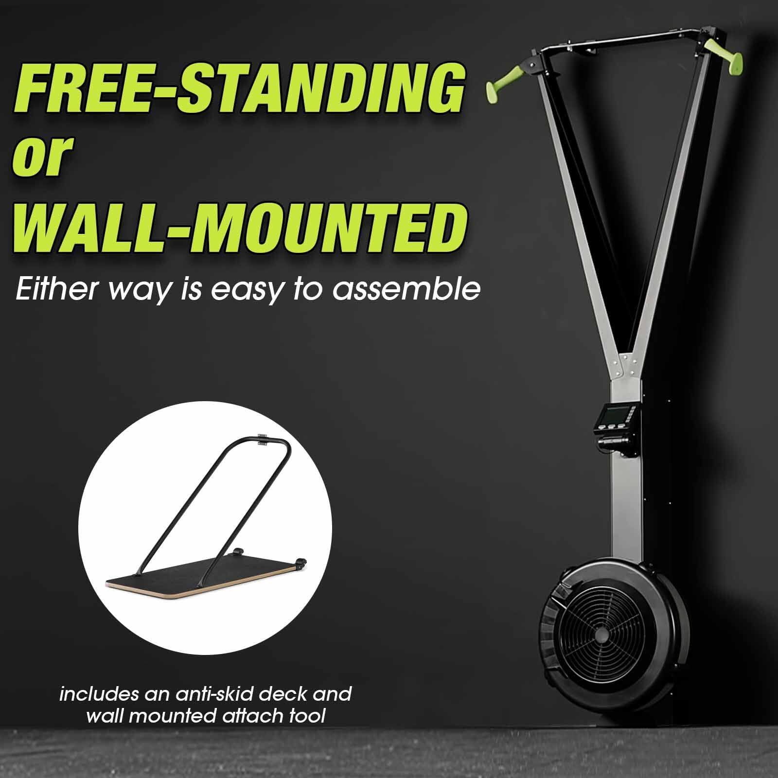 FREE-STANDING or WALL-MOUNTED  
Either way is easy to assemble  

includes an anti-skid deck and wall mounted attach tool
