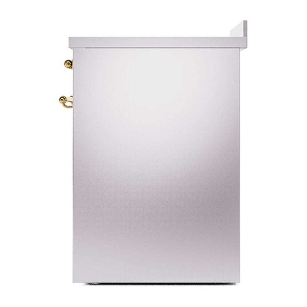 Alt View 4. iLive - ILVE Nostalgie II 30 inch Induction Range with 4 Elements (Triple Glass Door, Stainless Steel, Brass) - Stainless Steel.
