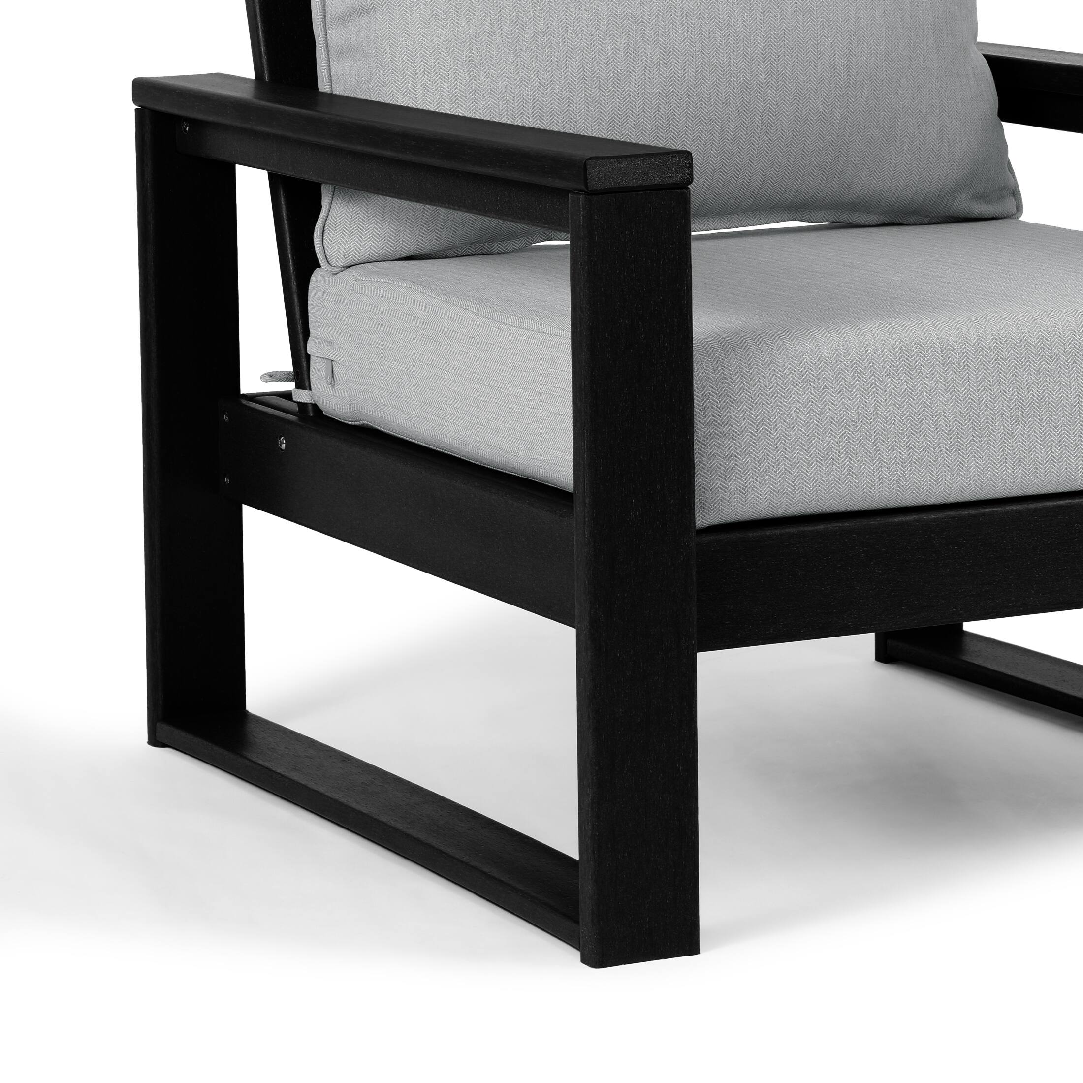 Alt View 3. WestinTrends - WestinTrends Montara Outdoor Modern HDPE Patio Club Chair with Waterproof Deep Seat Cushions (Set of 2) - Grey.