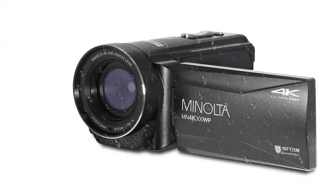 4K UHD MINOLTA DIGITAL LENS DIGITAL: LENS F:2.6=7.0mm D0 I 1.0m 10 37mm c% EN MINOLTA MN4K300WP 4K ULTRA HD 16FT/5M WATERPROOF