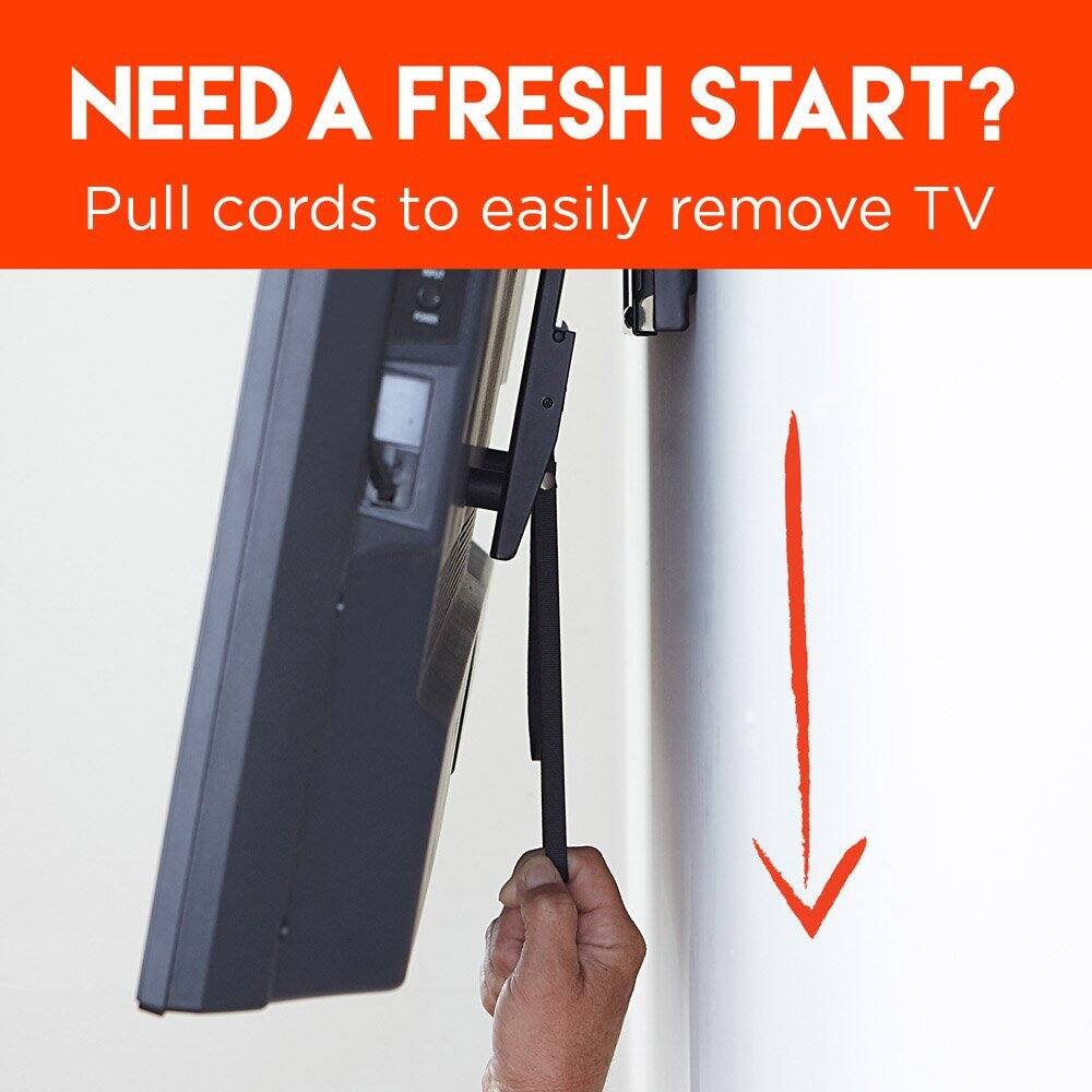 NEED A FRESH START? Pull cords to easily remove TV
