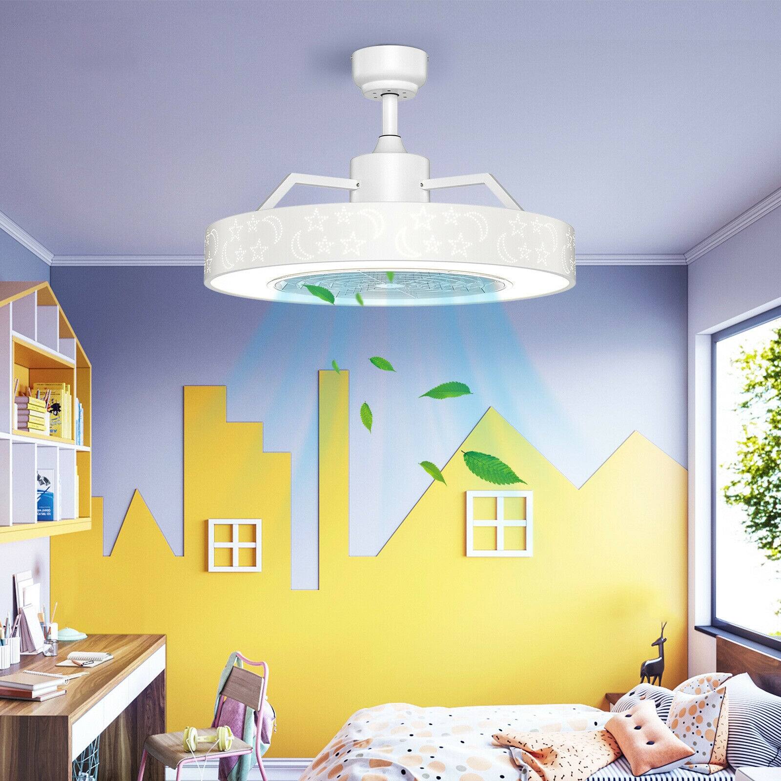 Alt View 6. SKONYON - Ceiling Fan with Remote Control Three Speed Airflow and Dimmable LED Light - White.