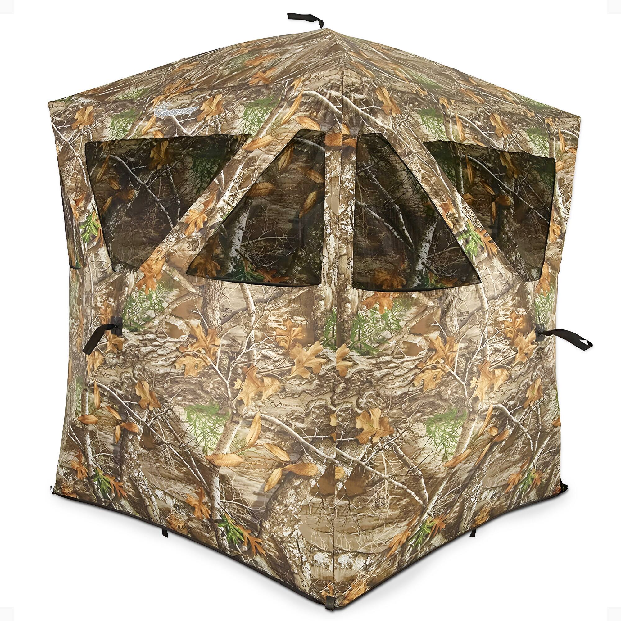 Front. Ameristep - Ameristep Care Taker Pop-Up 2 Person Ground Hunting Concealment Blind, RealTree - Realtree Edge Camouflage.