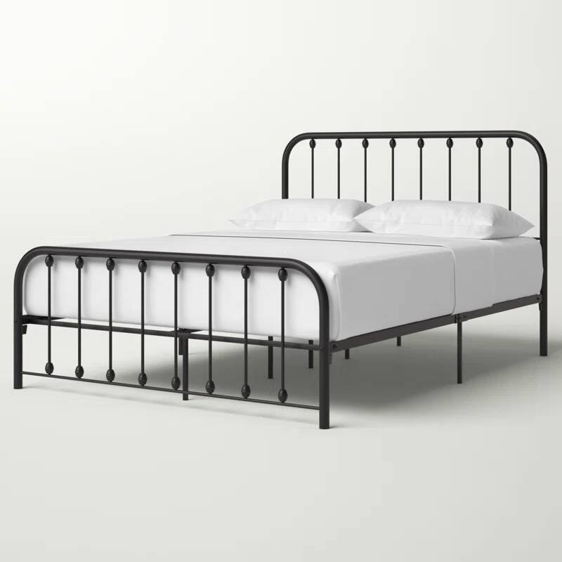 Back. Hivvago - Hivvago Queen Classic Metal Bed Frame with Rounded Corners Headboard and Footboard - Black.