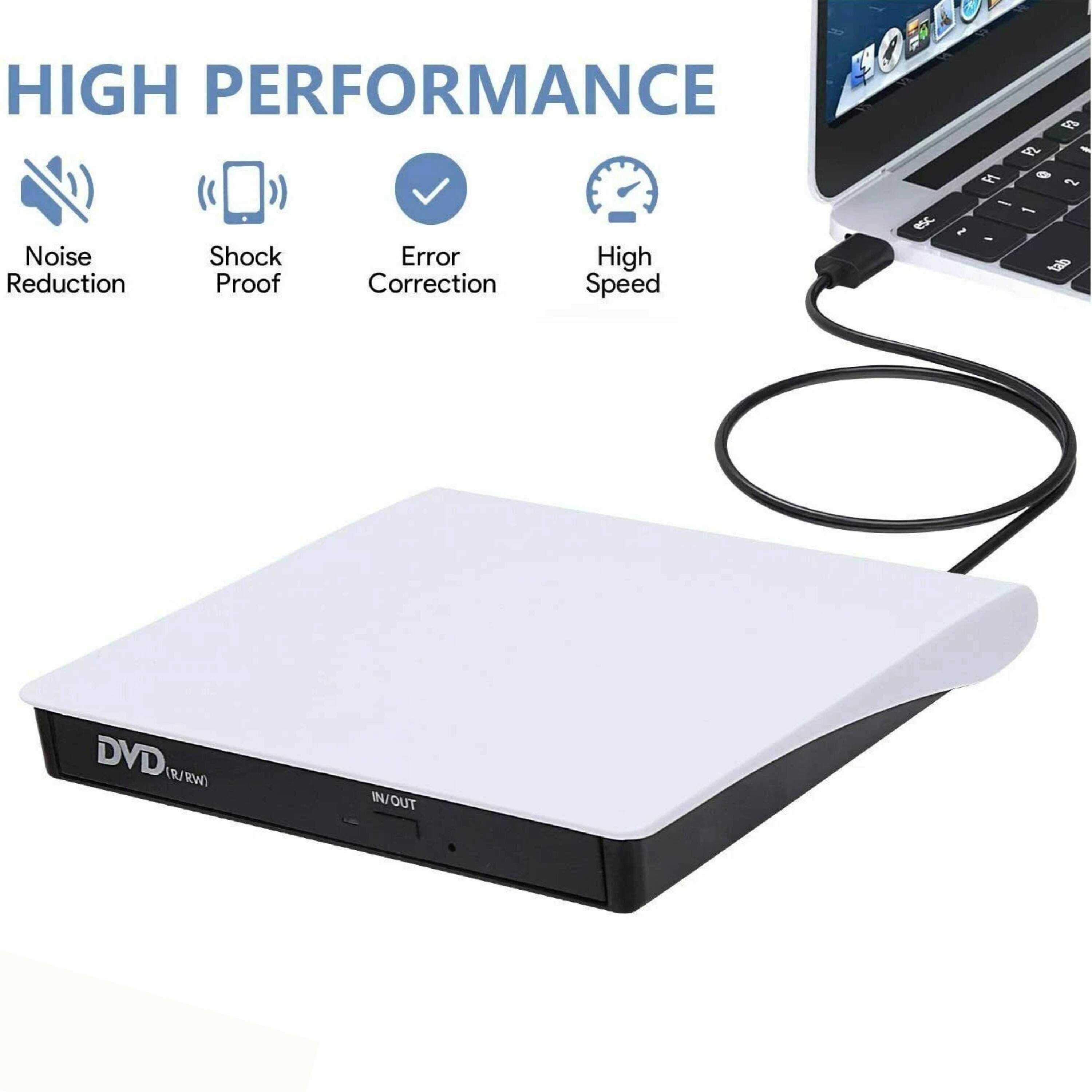 HIGH PERFORMANCE  
Noise Reduction  
Shock Proof  
Error Correction  
High Speed  

DVD (R/RW)  
IN/OUT