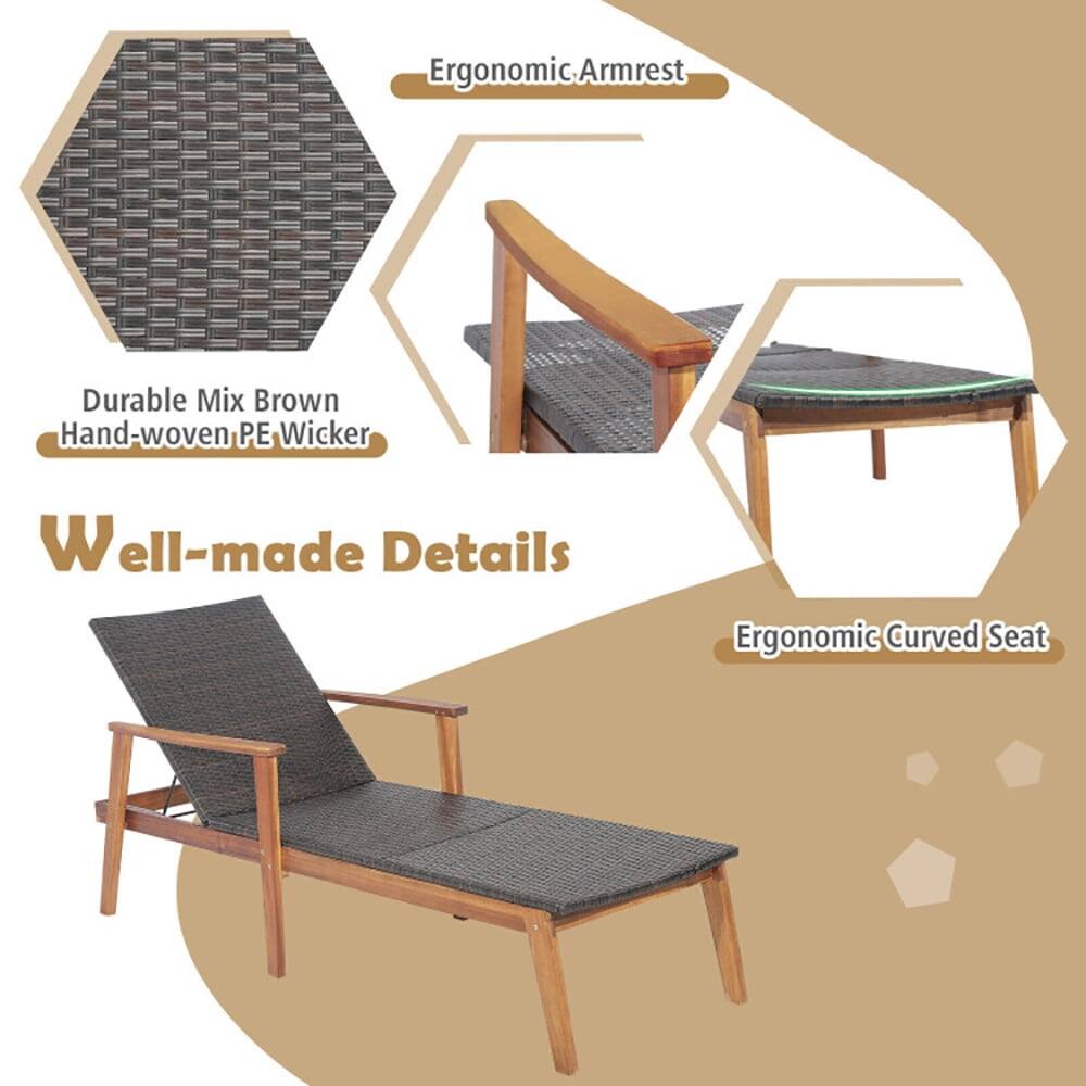 Ergonomic Armrest  
Durable Mix Brown Hand-woven PE Wicker  
Well-made Details  
Ergonomic Curved Seat