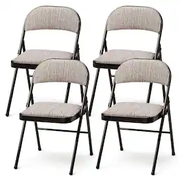 MECO - 4-Pack of Deluxe Motif Fabric Padded Folding Chairs with 16 x 16 Inch Seat - Cinnabar