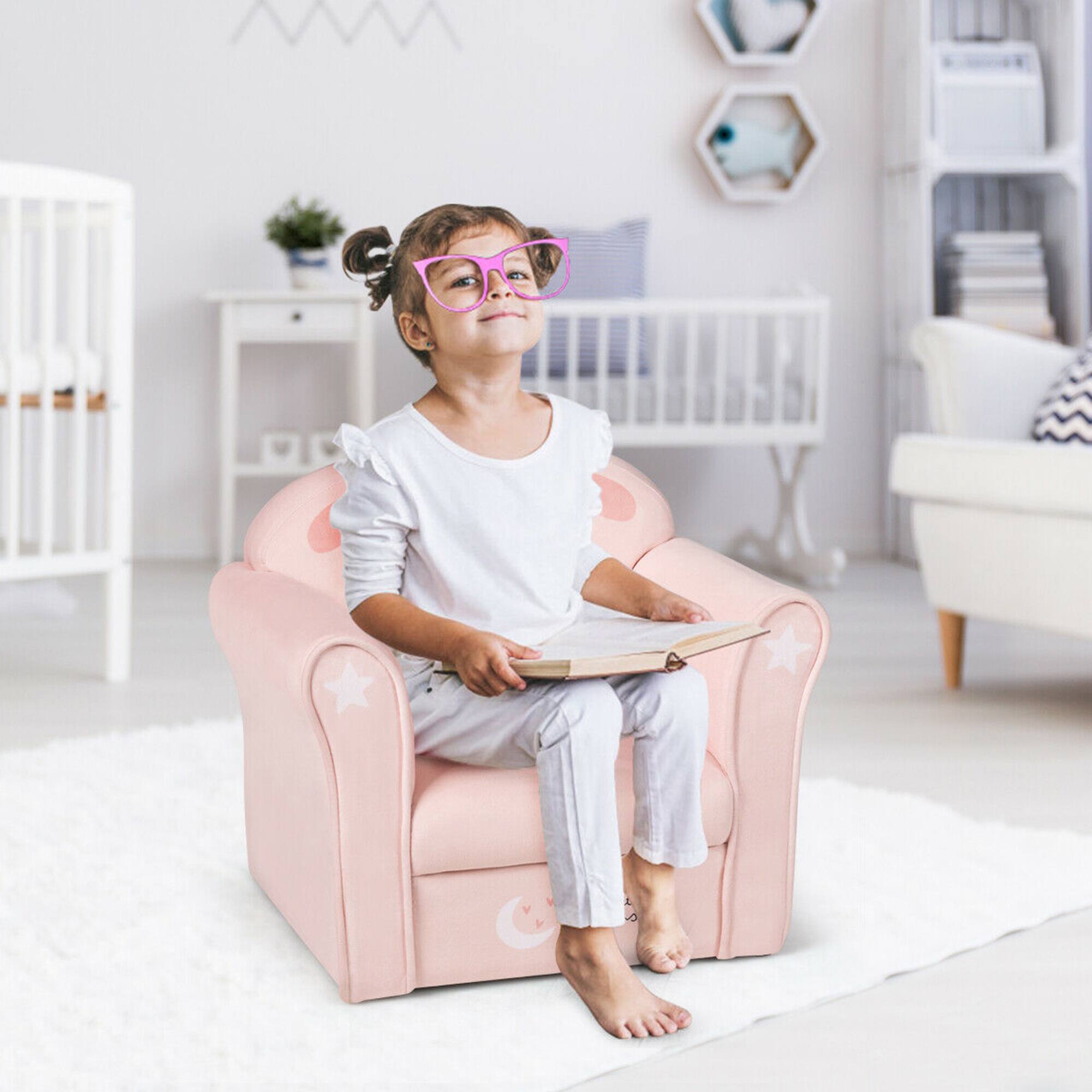 Alt View 1. Costway - Costway Kids Lamb Sofa Children Armrest Couch Upholstered Chair Toddler Furniture Gift - Pink.