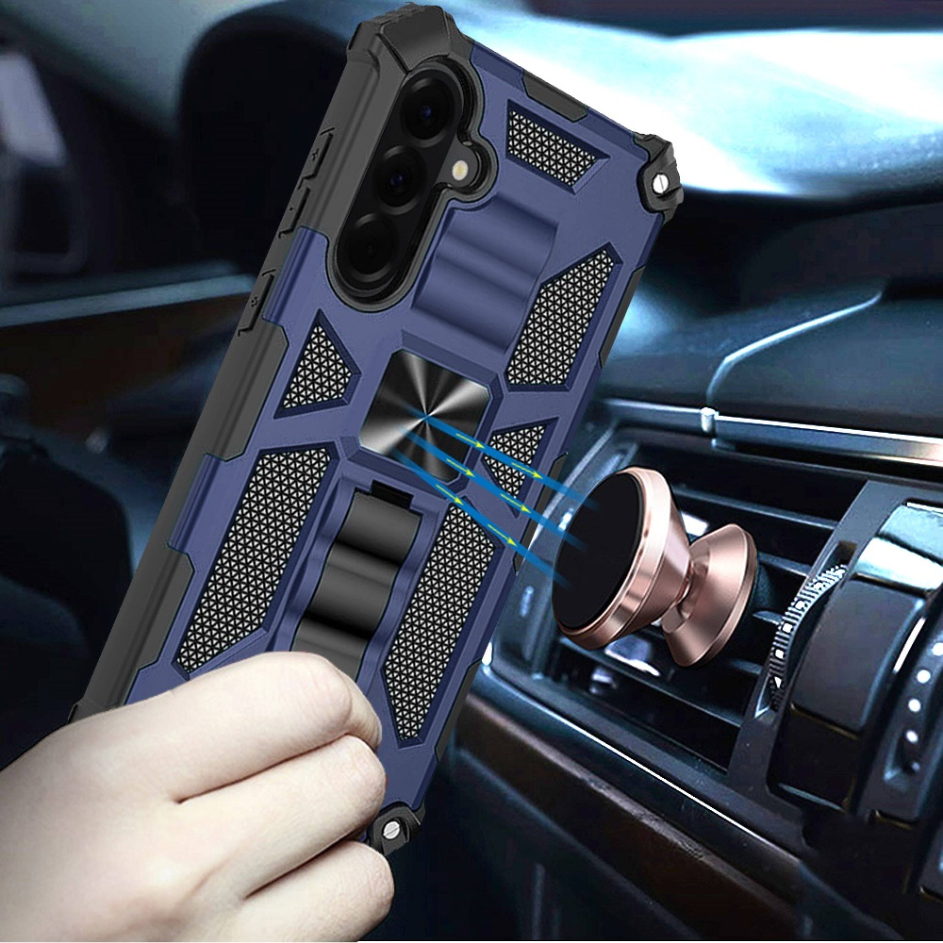 Left. Kitcheniva - Shockproof Modern Stand Metal Plate Phone Case With Tempered Glass For Samsung Galaxy A37 5G Black - Black.