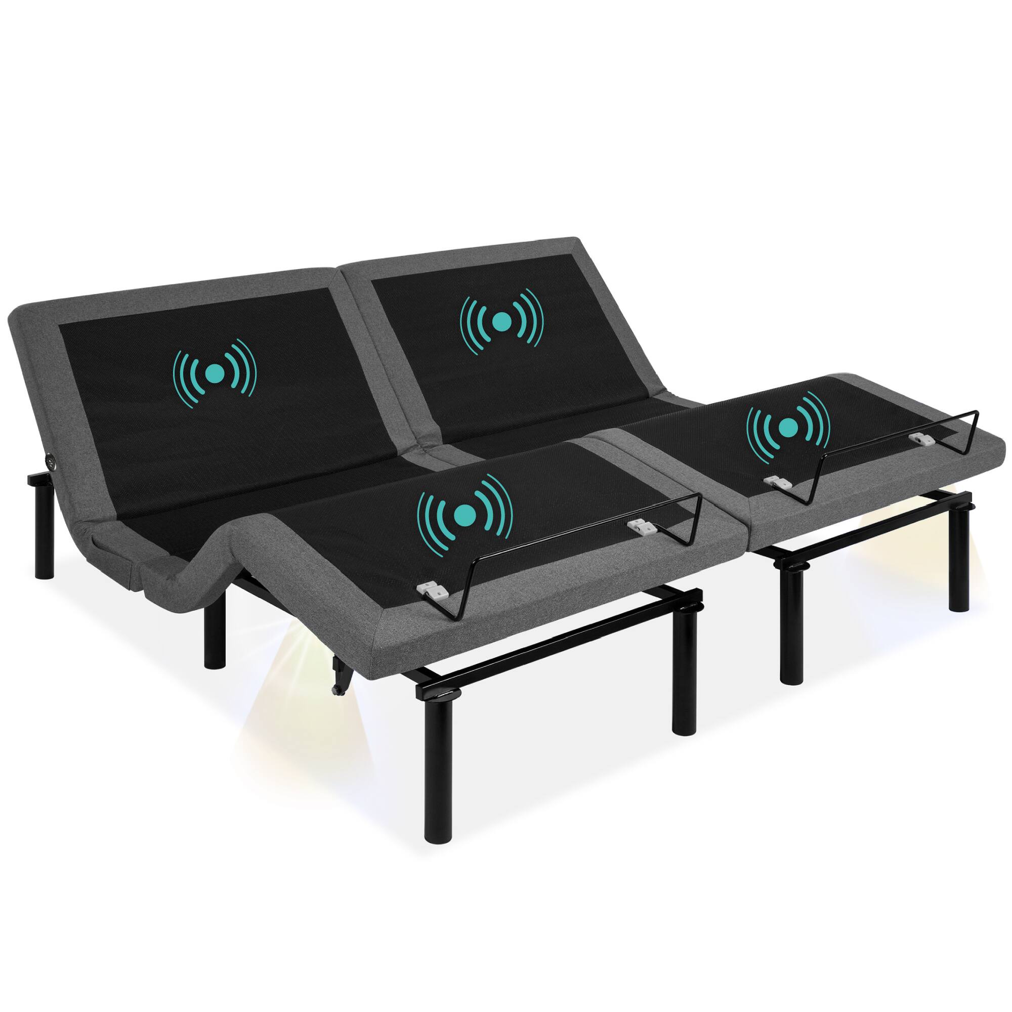 Front. Best Choice Products - Best Choice Products Split King Size Adjustable Bed Base for Stress Management with Massage, Remote Control, USB Ports - Gray.