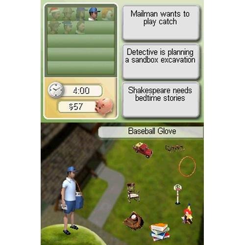 - Mailman wants to play catch.
- Detective is planning a sandbox excavation.
- Shakespeare needs bedtime stories.
- Baseball Glove