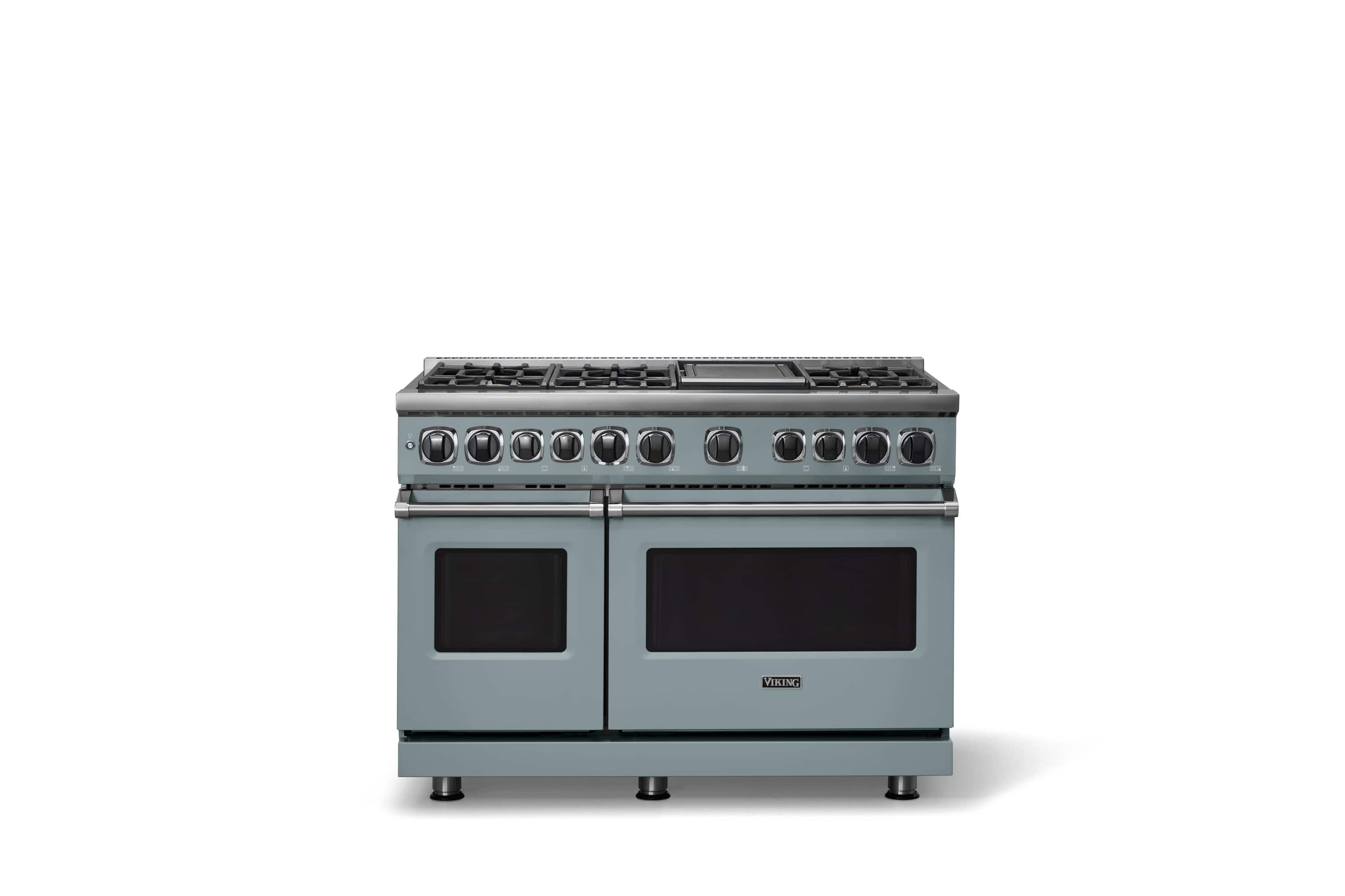 Front. Viking - 48 in. Wide 6 Burner Dual Fuel Sealed Burner Range with Griddle - November Sky.