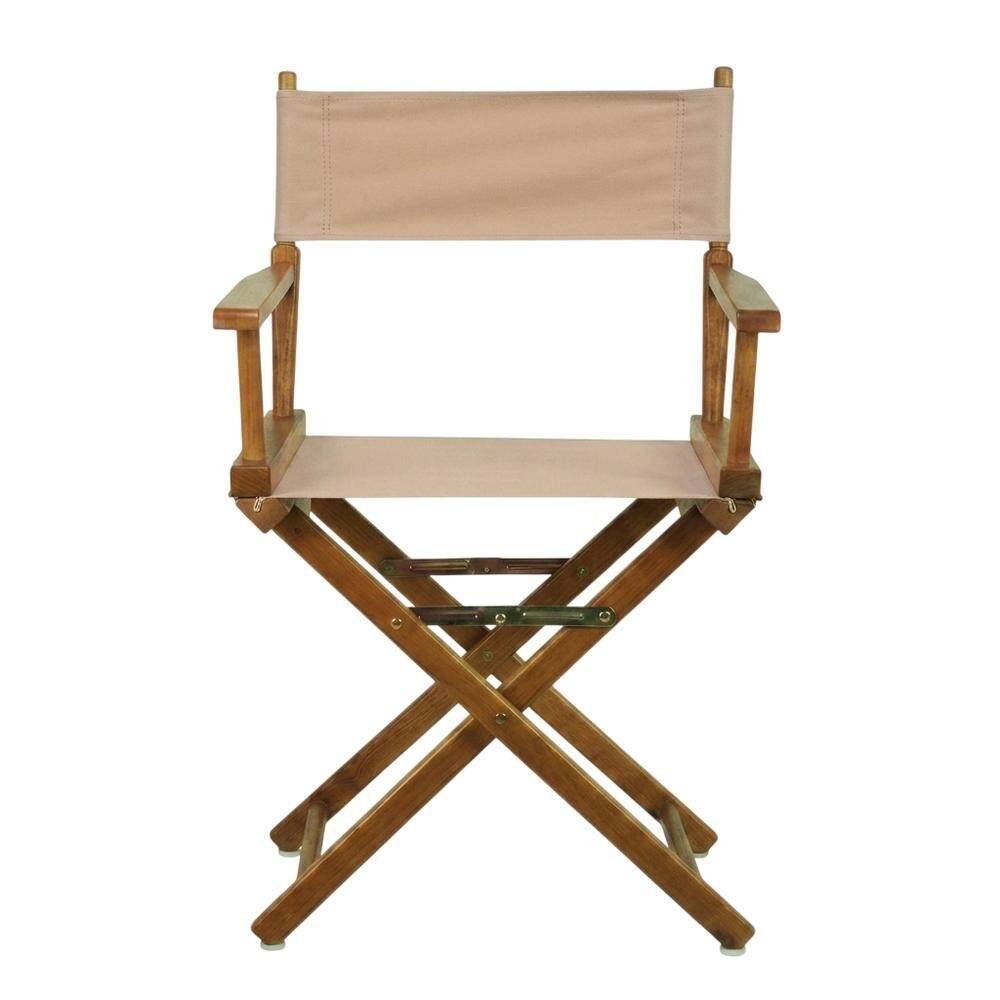 Angle. FurniFact - Tan Director's Chair - Honey Oak Frame/Tan Canvas.