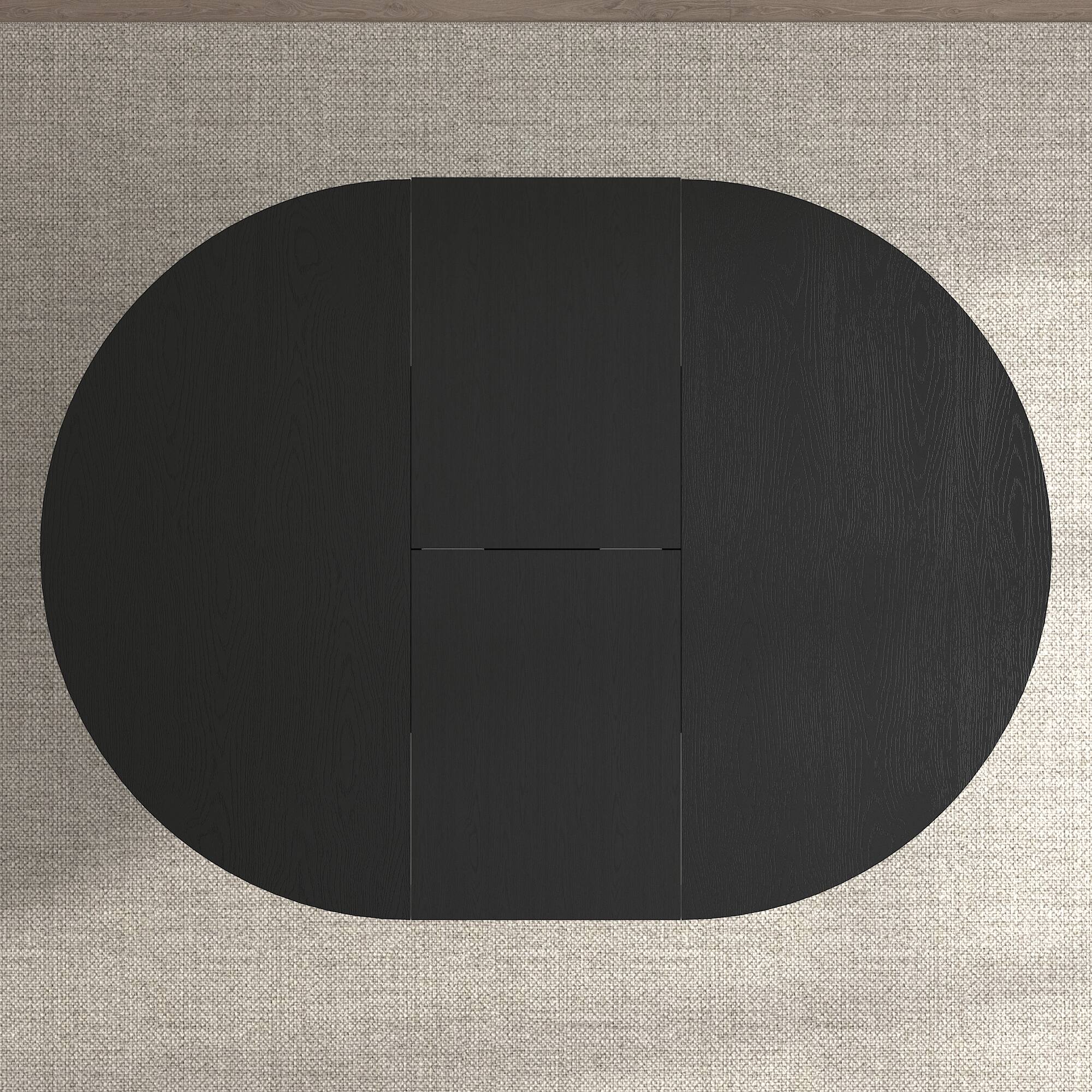 Alt View 6. Tiramisubest - Dining Table for Farmhouse Kitchen 59x43 Inch Expandable Oval Table Top with Removable Leaf Trestle X Shaped Base,Black - Black.