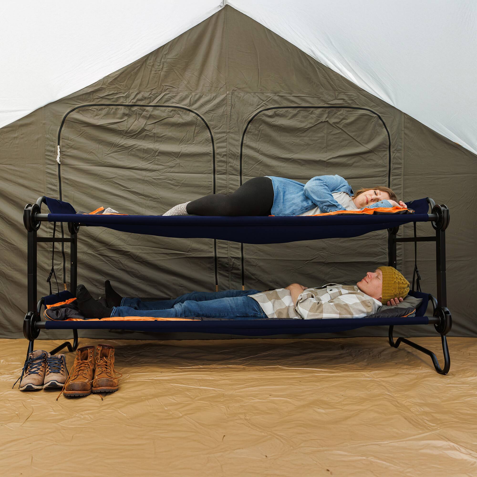 Alt View 7. Disc-O-Bed - Disc-O-Bed Large Outdoor Convertible 2 Person Portable Camping Bunk Cots, Navy - Navy.