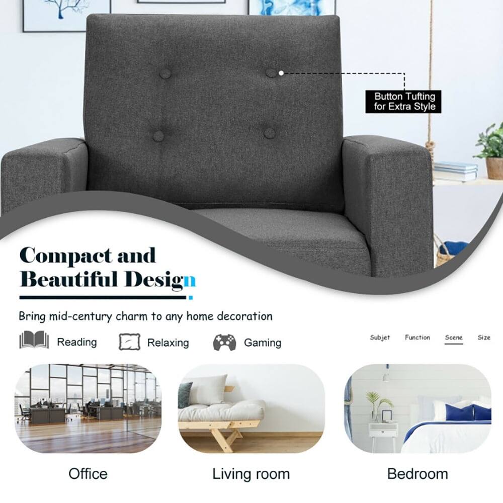 Button Tufting for Extra Style

Compact and Beautiful Design

Bring mid-century charm to any home decoration

Reading Relaxing Gaming

Subject Function Scene Size

Office Living room Bedroom