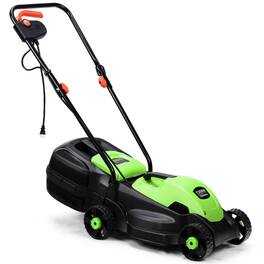 Sugift - 13 Inch Electric Push Lawn Corded Mower with Grass Bag - Green