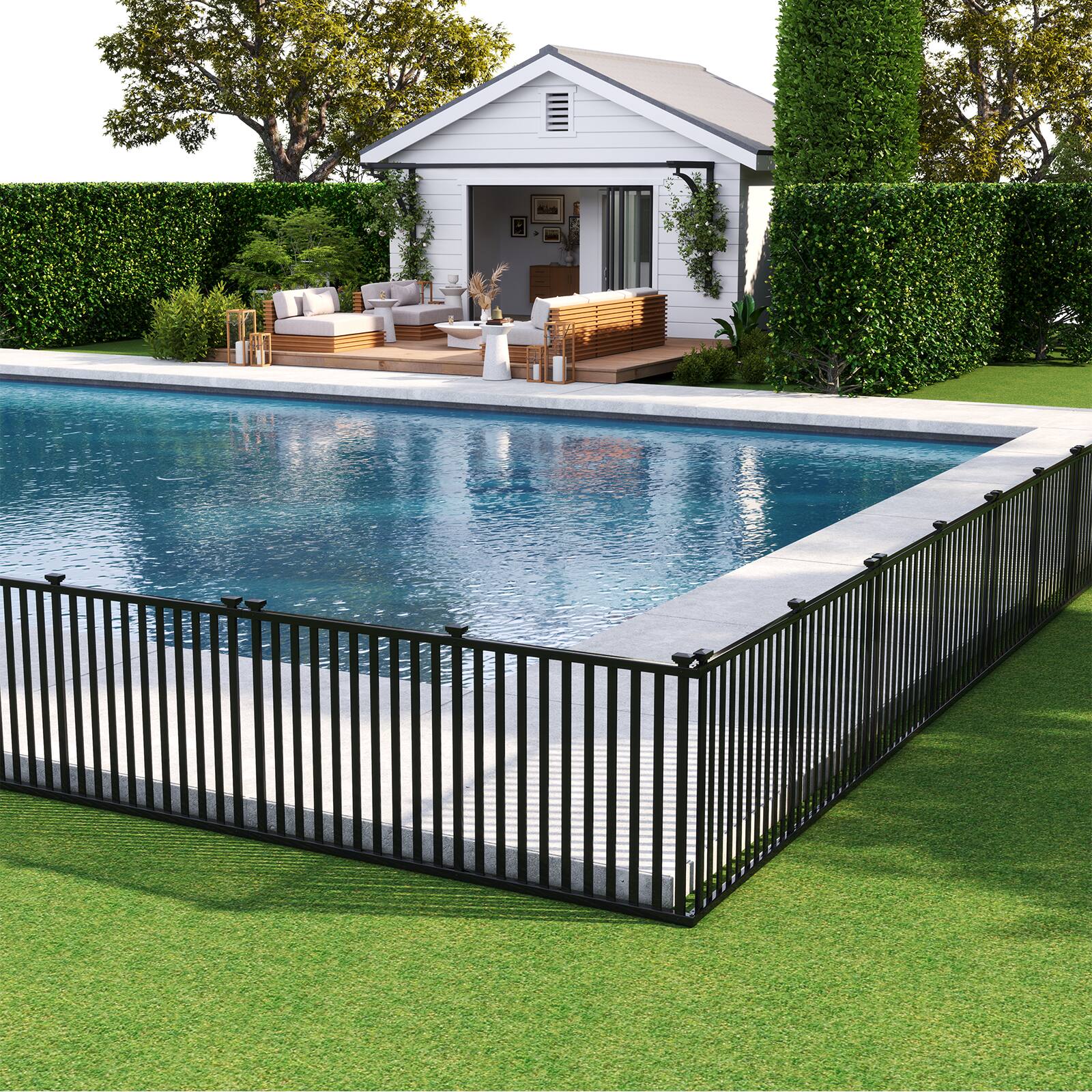 Alt View 1. Gymax - Gymax 80'' x 39'' Vinyl Picket Fence 2 No Dig Fence Panels for Soft Ground White - Black.