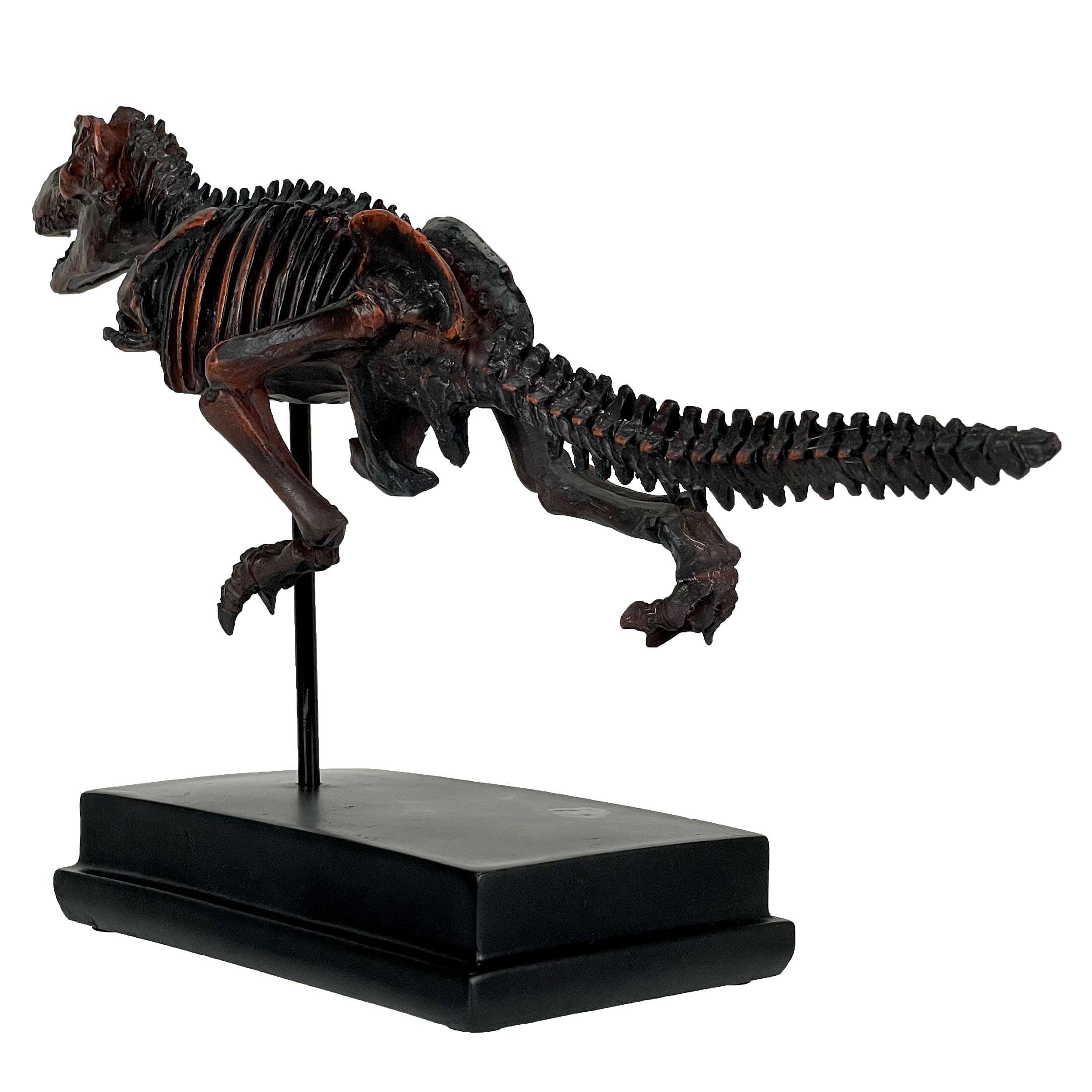 Alt View 3. Zeckos - Tyrannosaurus Rex Skeleton Statue T-Rex on Museum Mount - Black.