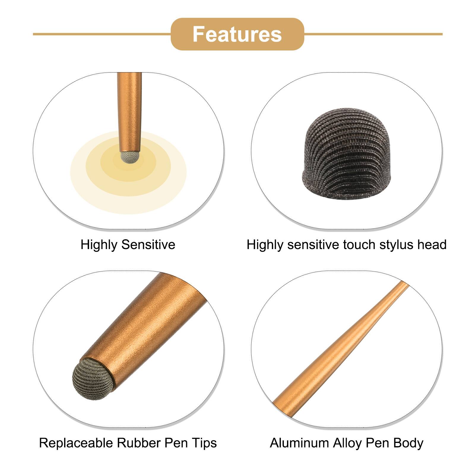 Features

- Highly Sensitive
- Highly sensitive touch stylus head
- Replaceable Rubber Pen Tips
- Aluminum Alloy Pen Body